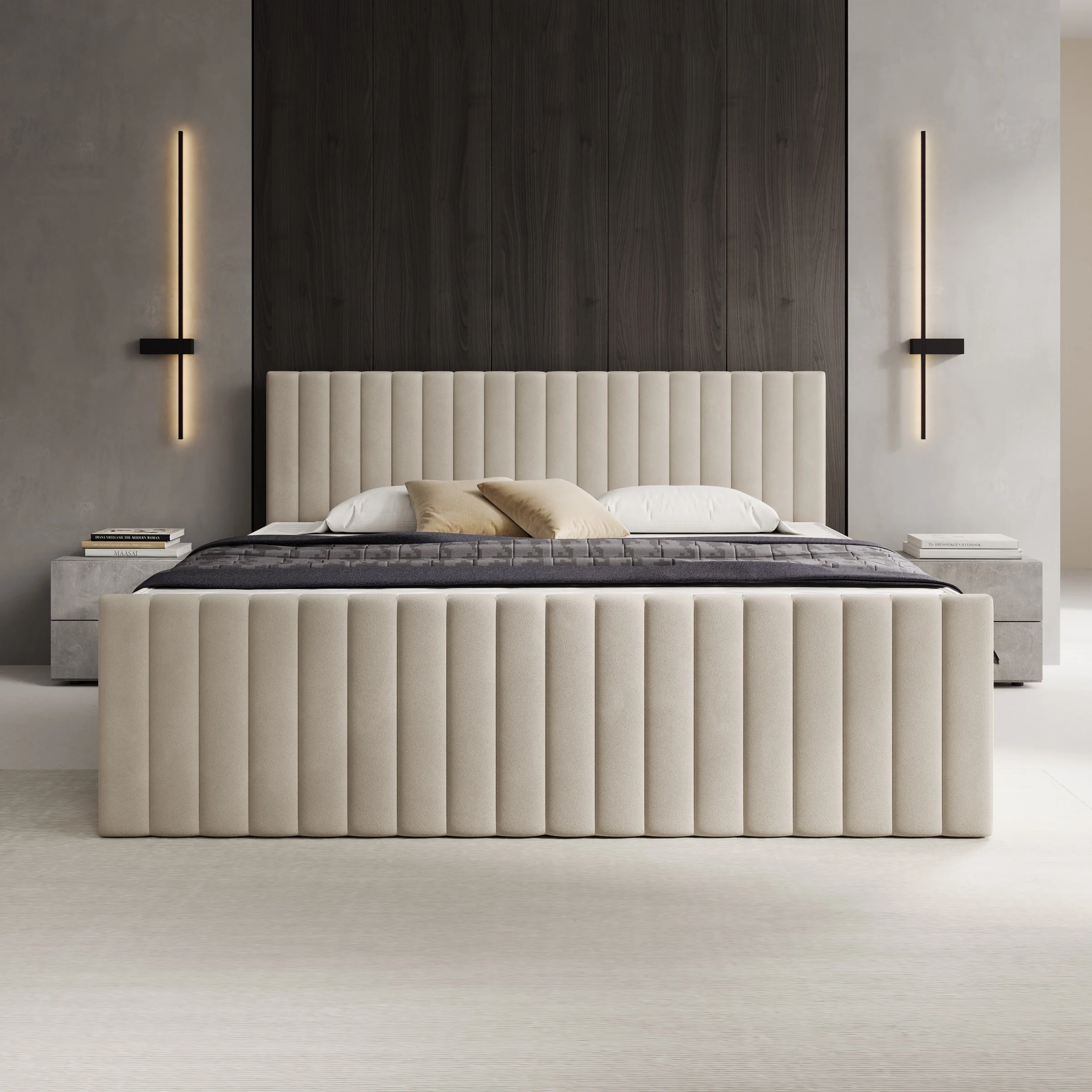 Tori - Boxspring met opbergruimte - Stof beige - 180x200 cm - Image 3
