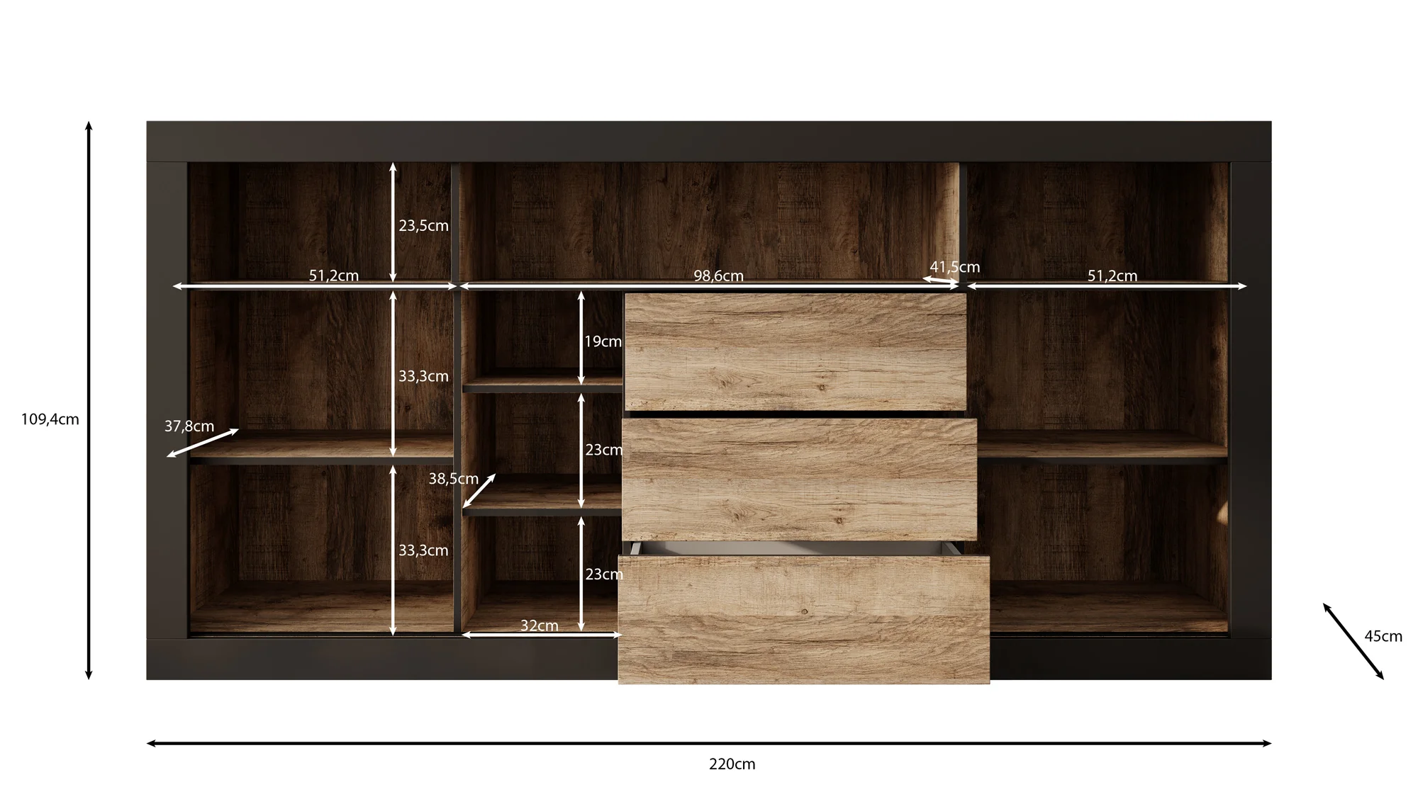 Trinidad 2 - Dressoir - Eiken - 220x45x110 cm - Image 5