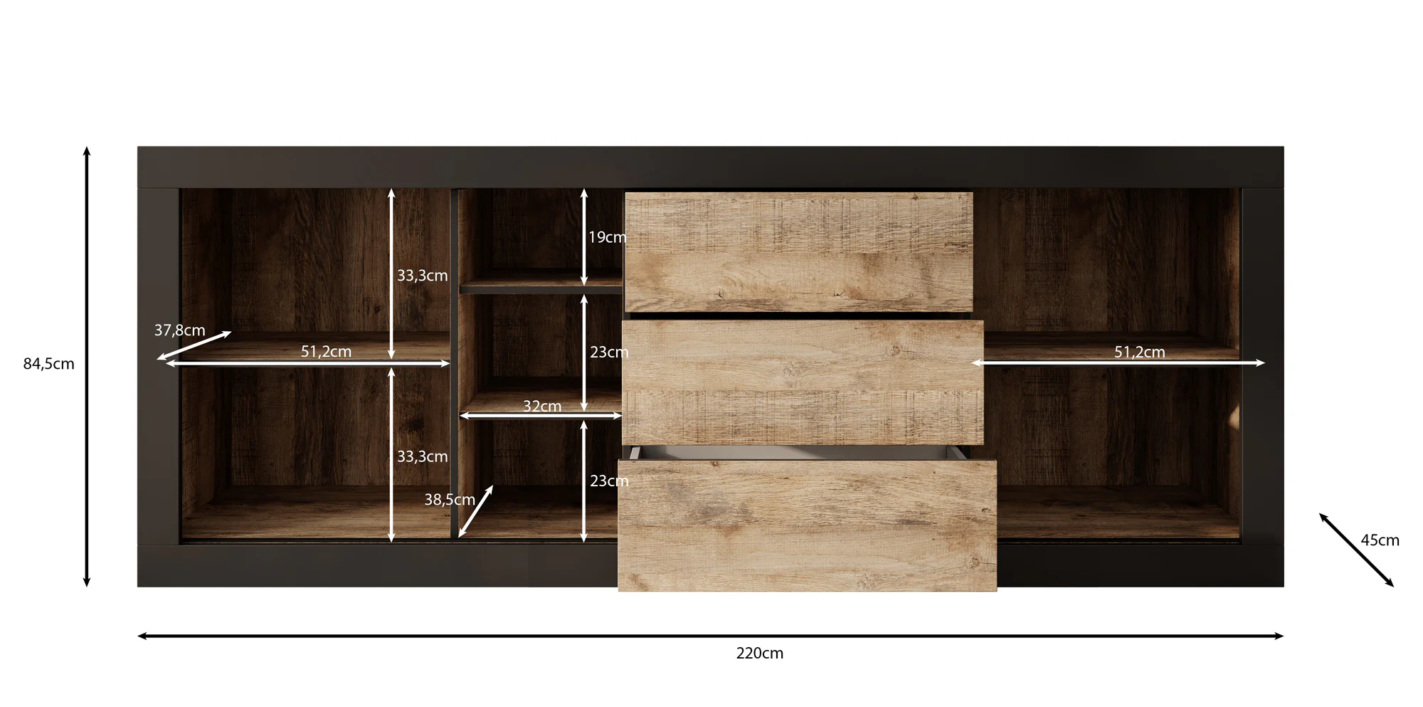 Trinidad - Dressoir - Eiken - 220x45x85 cm - Image 5