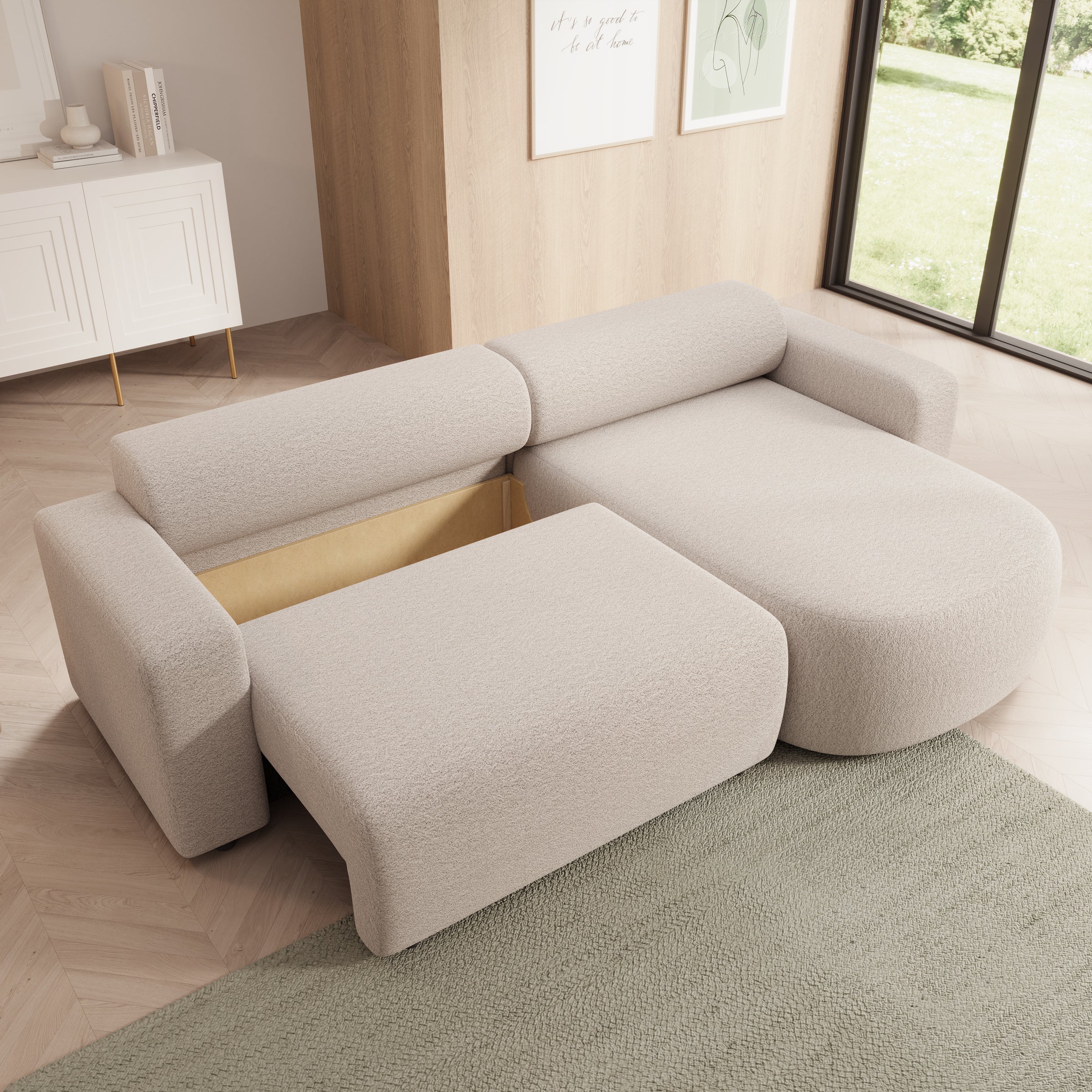 Tripp - Hoekbank 3-zits met slaapfunctie - Stof beige - Universeel - Image 3