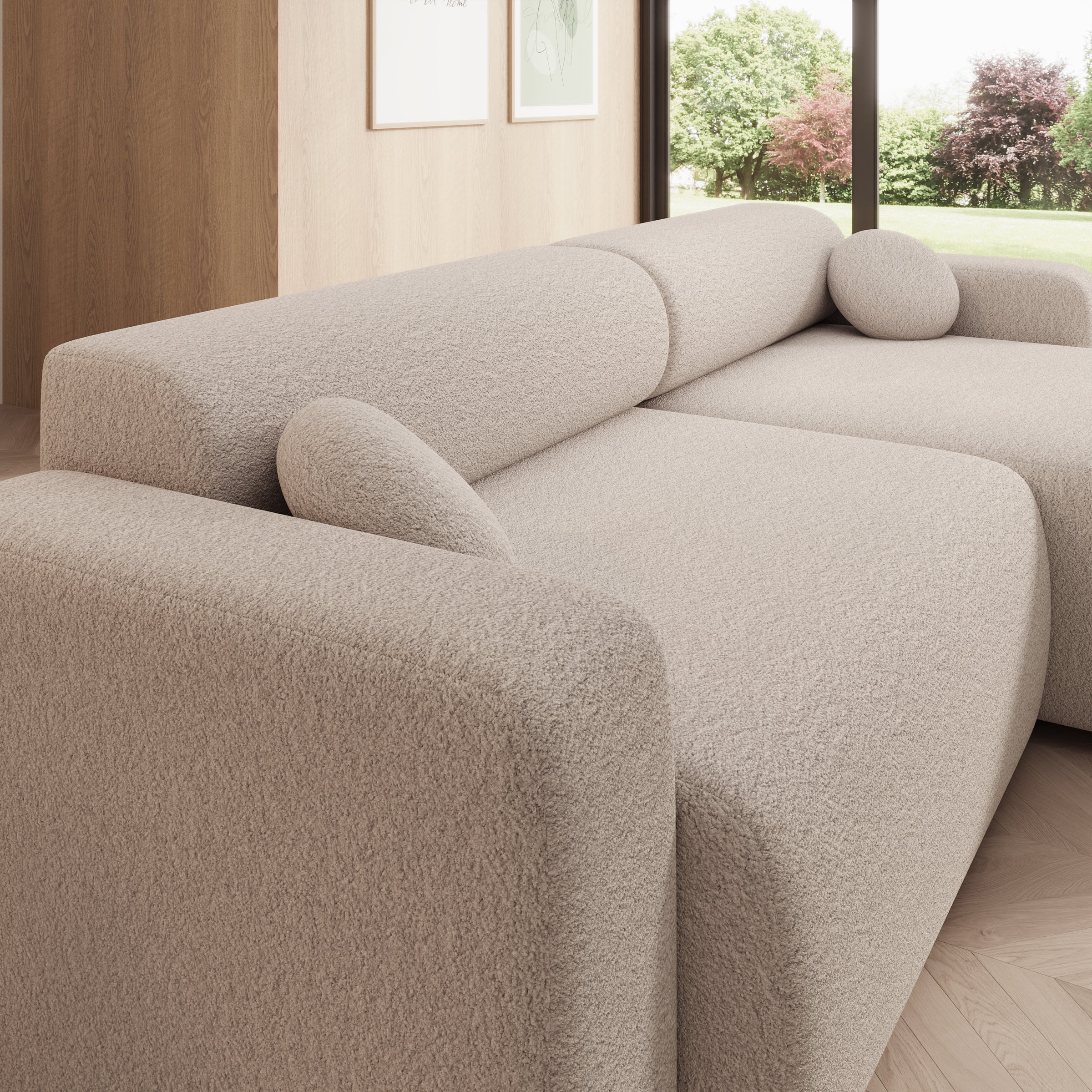 Tripp - Hoekbank 3-zits met slaapfunctie - Stof beige - Universeel - Image 5
