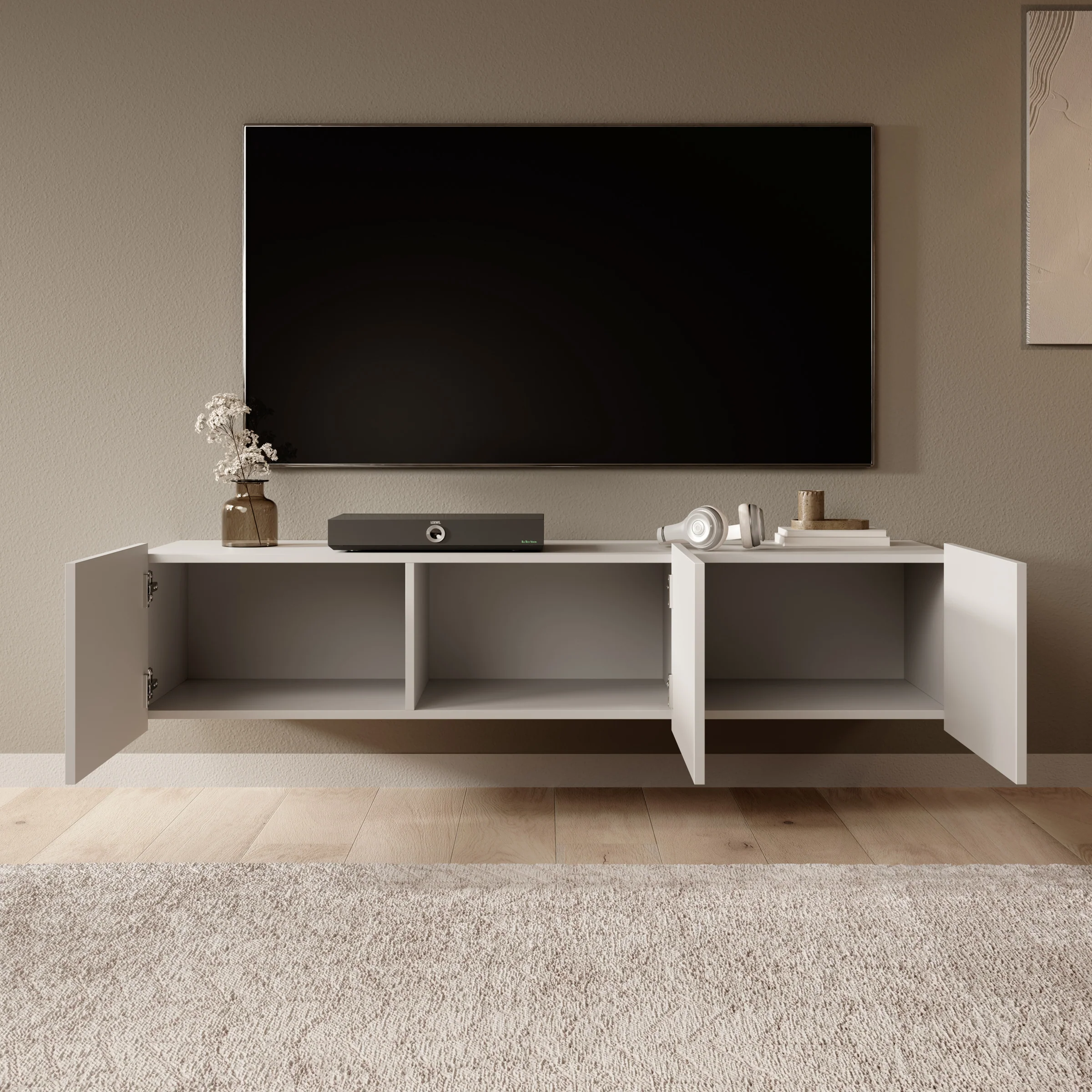 Calgary - TV-Meubel - met 3 deuren - Beige - 150x43x37 cm - Image 2