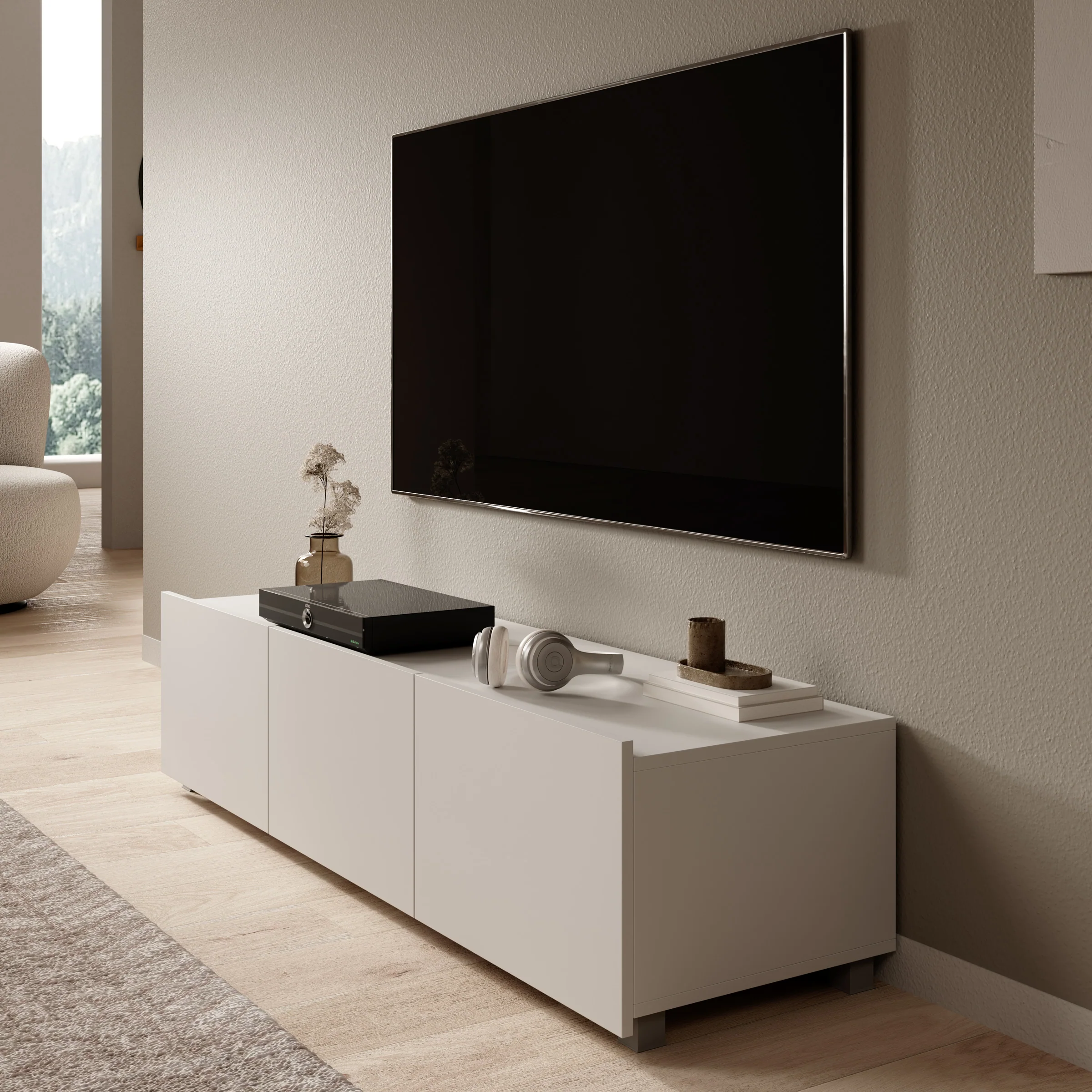 Calgary - TV-Meubel - met 3 deuren - Beige - 150x43x37 cm - Image 8