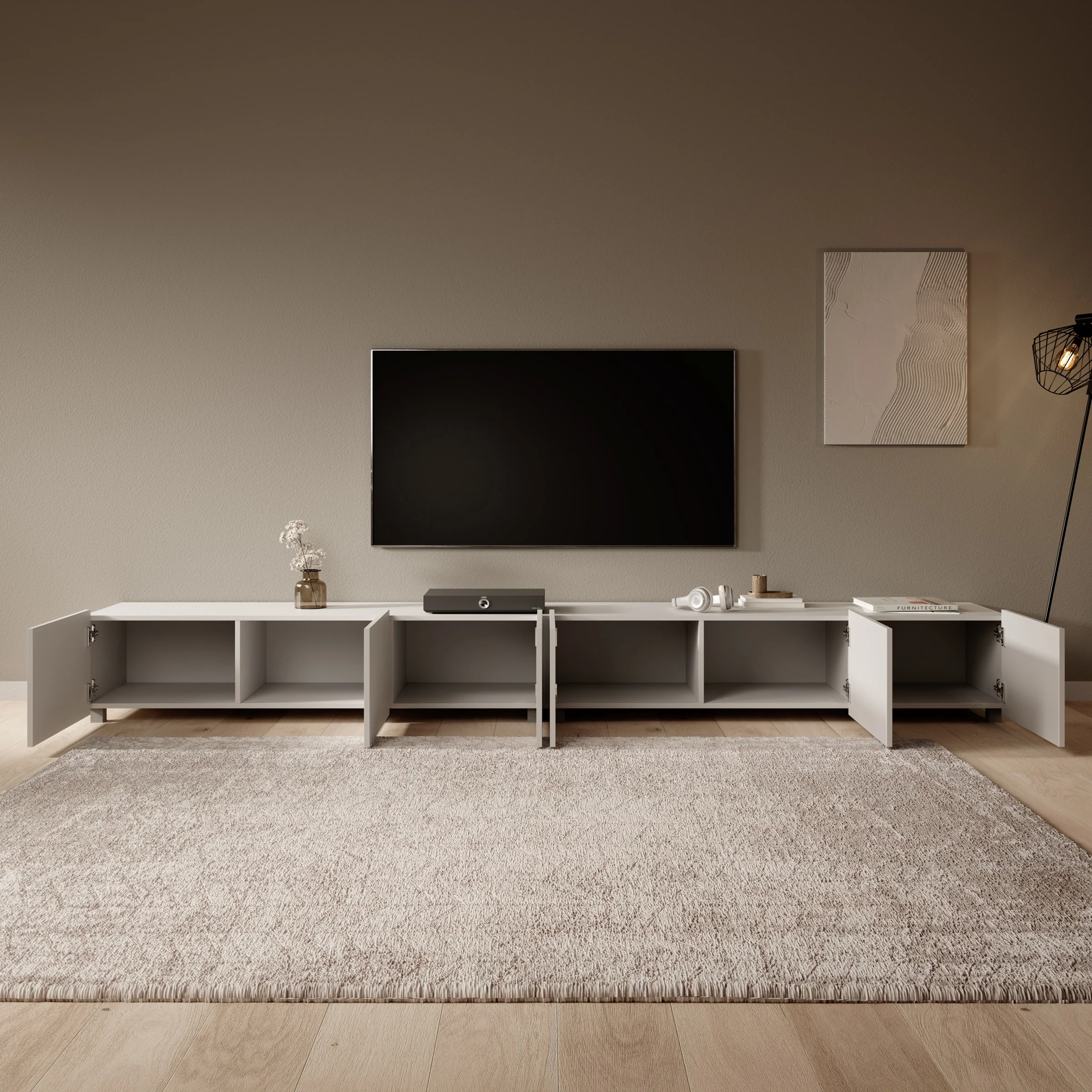 Calgary - TV-Meubel - met 6 deuren - Beige - 300x43x37 cm - Image 3