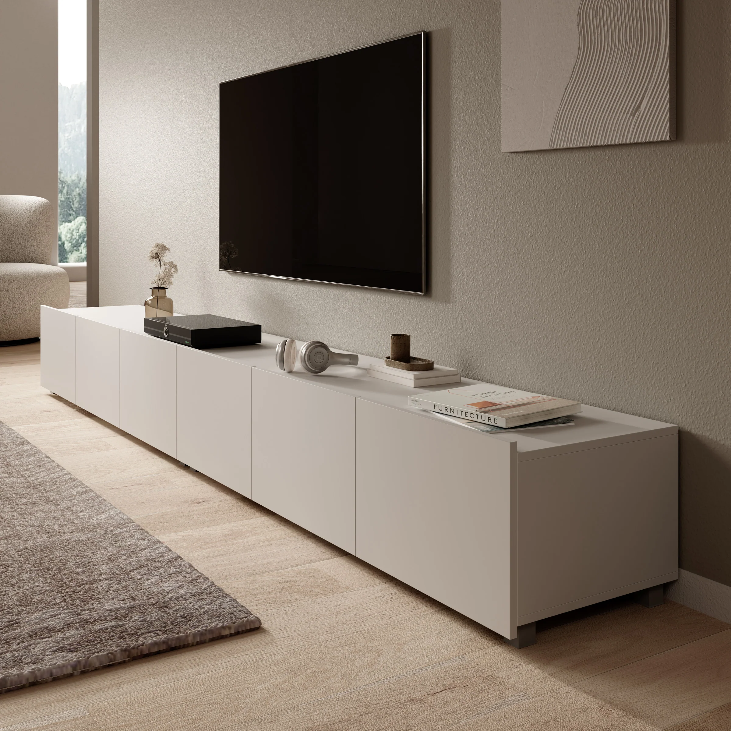 Calgary - TV-Meubel - met 6 deuren - Beige - 300x43x37 cm - Image 7