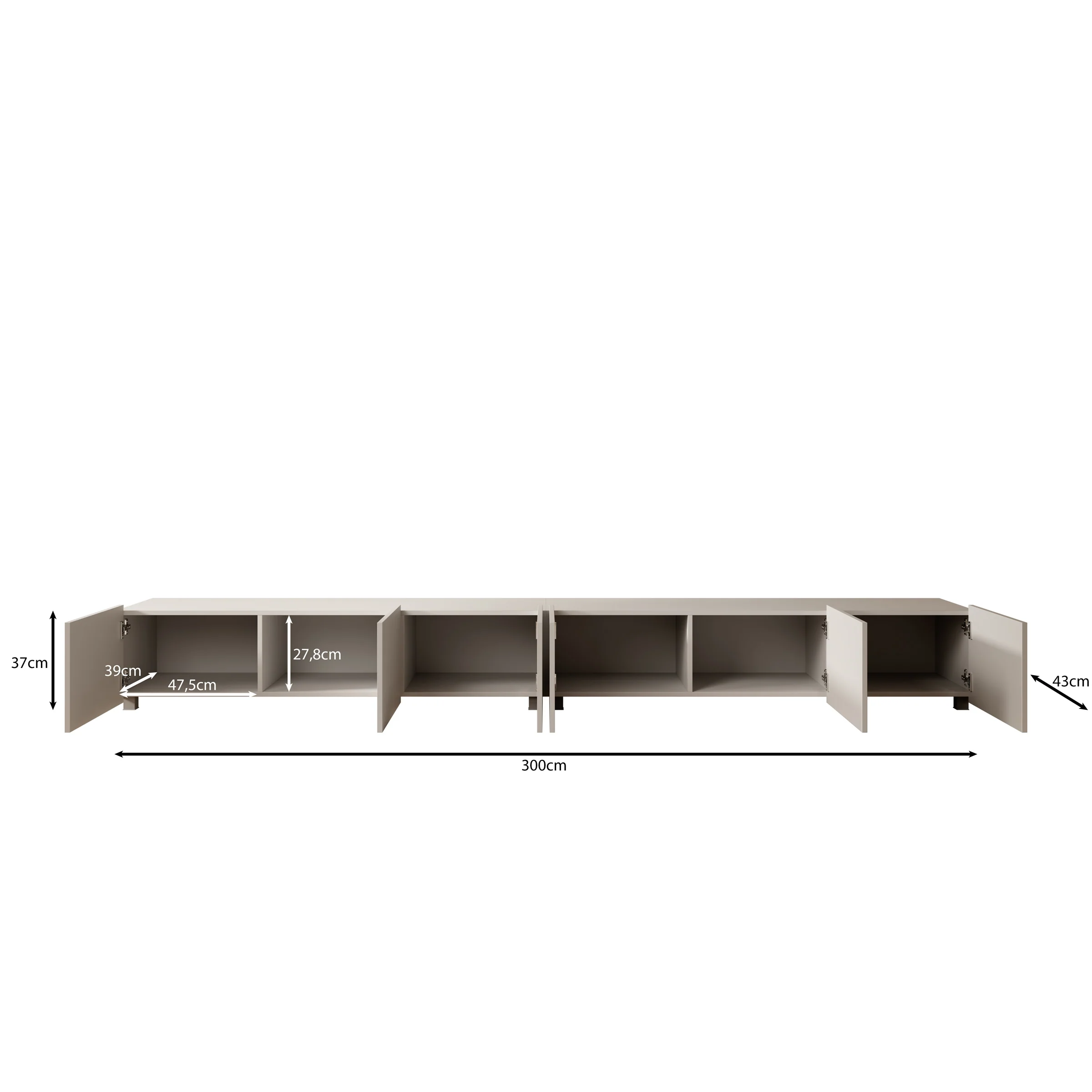 Calgary - TV-Meubel - met 6 deuren - Beige - 300x43x37 cm - Image 9