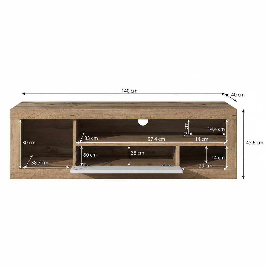 Elyse - TV-Meubel - Wit/Eiken - 140x40x43 cm - Image 6