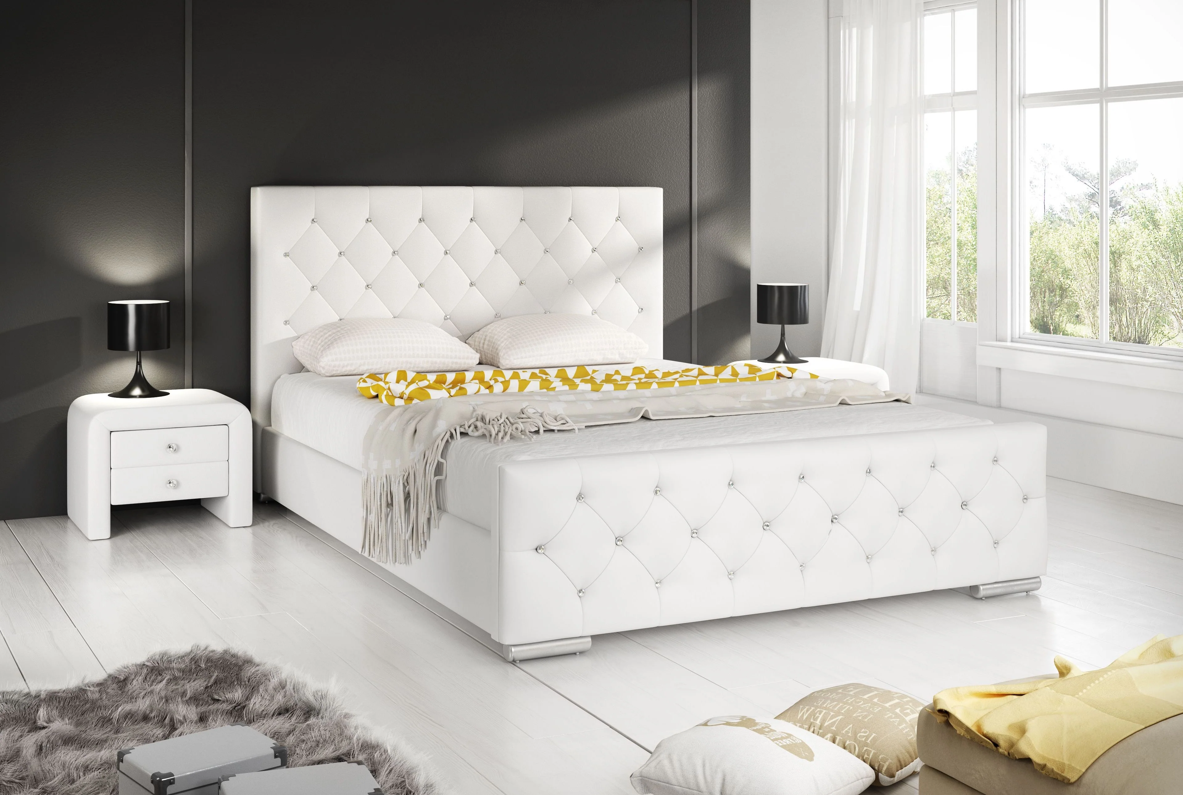 Aventura Diamond - Tweepersoonsbed - Wit - 180x200 cm
