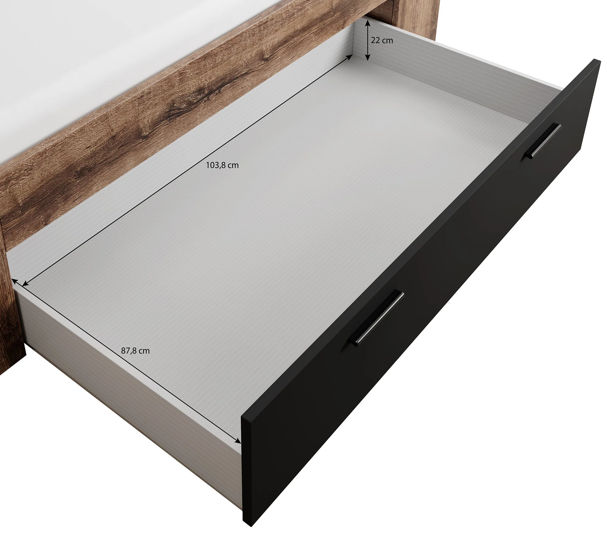 Brown - Tweepersoonsbed - Zwart/Eiken - 160x200 cm - Image 6