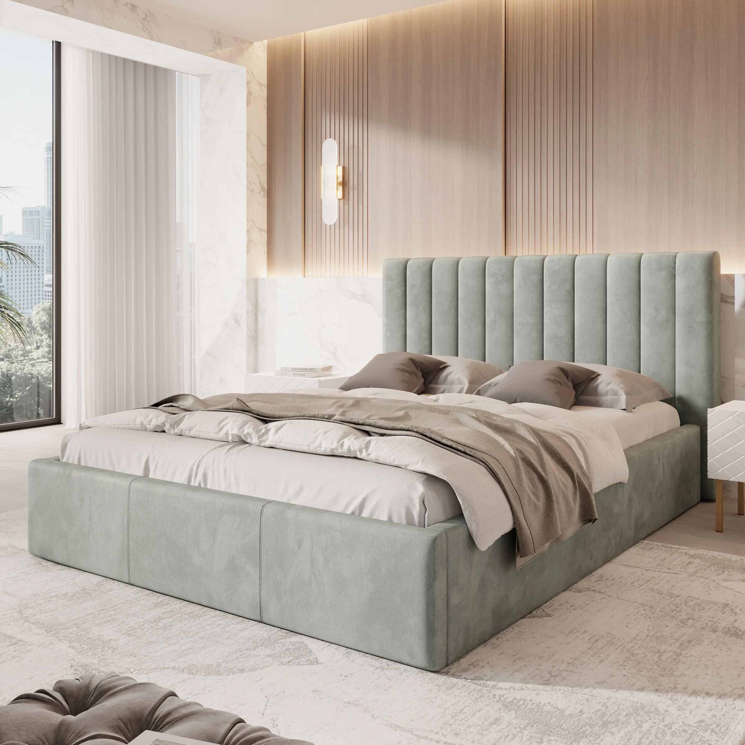 Chief - Tweepersoonsbed - Velvet grijs - 160x200 cm