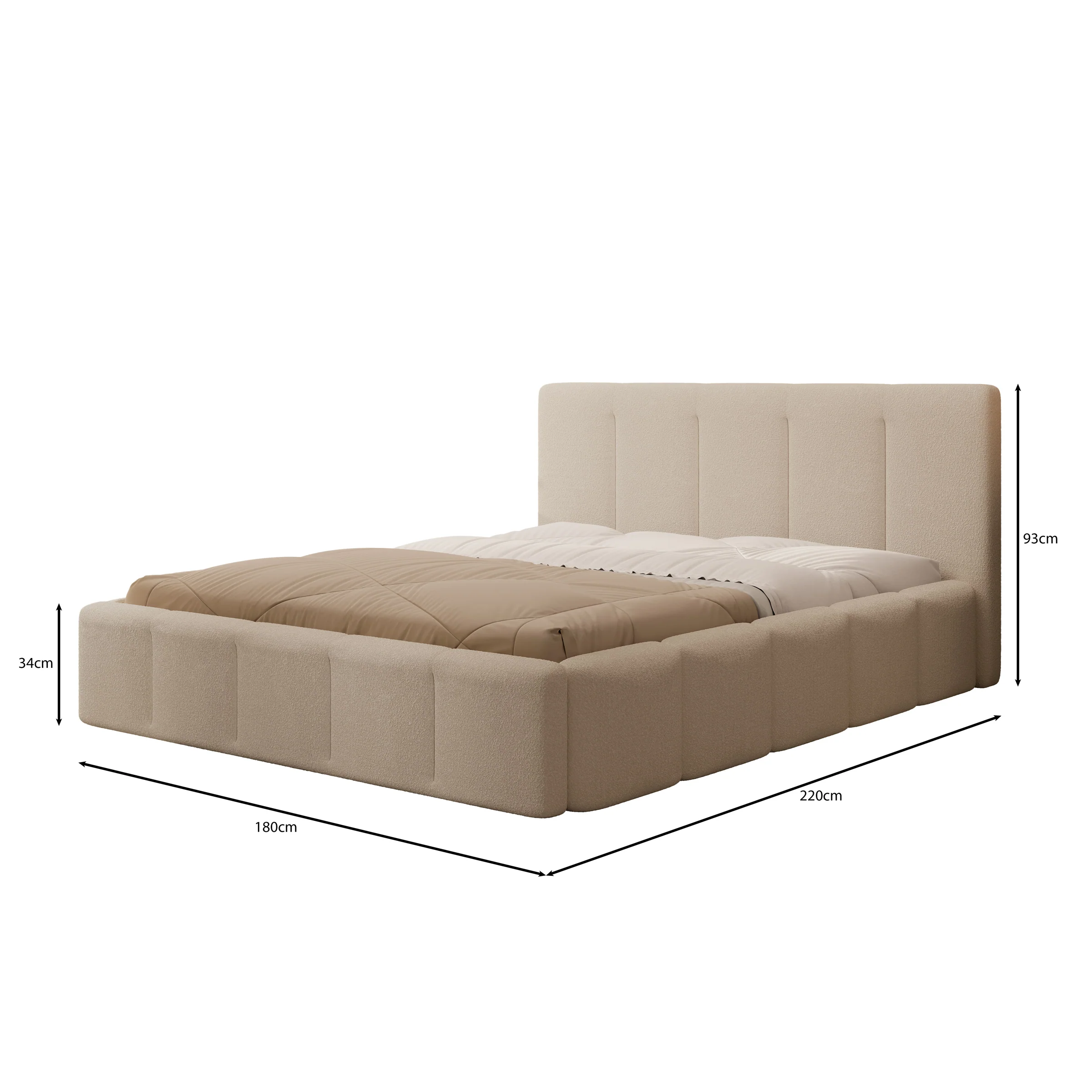 Excalibur - Tweepersoonsbed - Teddystof beige - 160x200 cm - Image 4