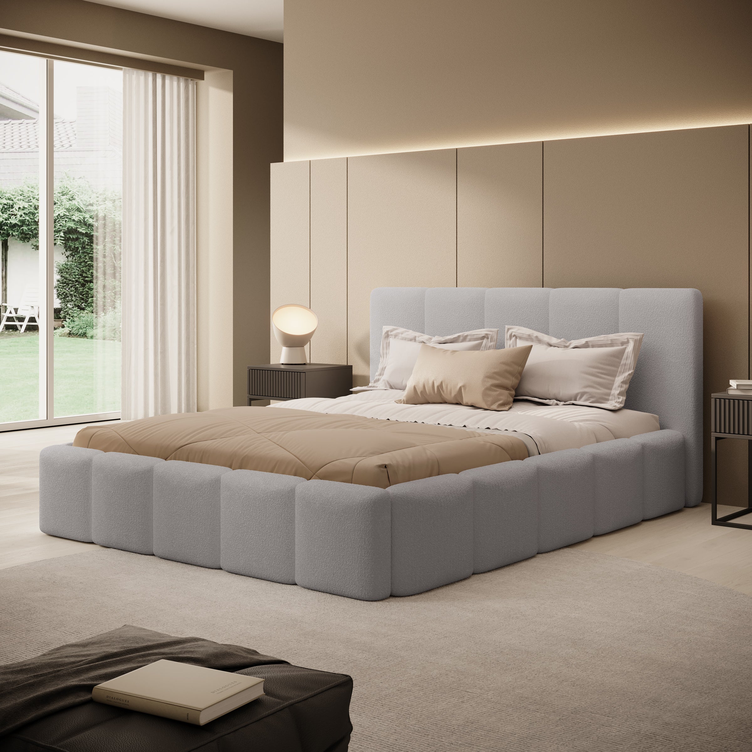 Excalibur - Tweepersoonsbed - Grijs teddystof - 160x200 cm