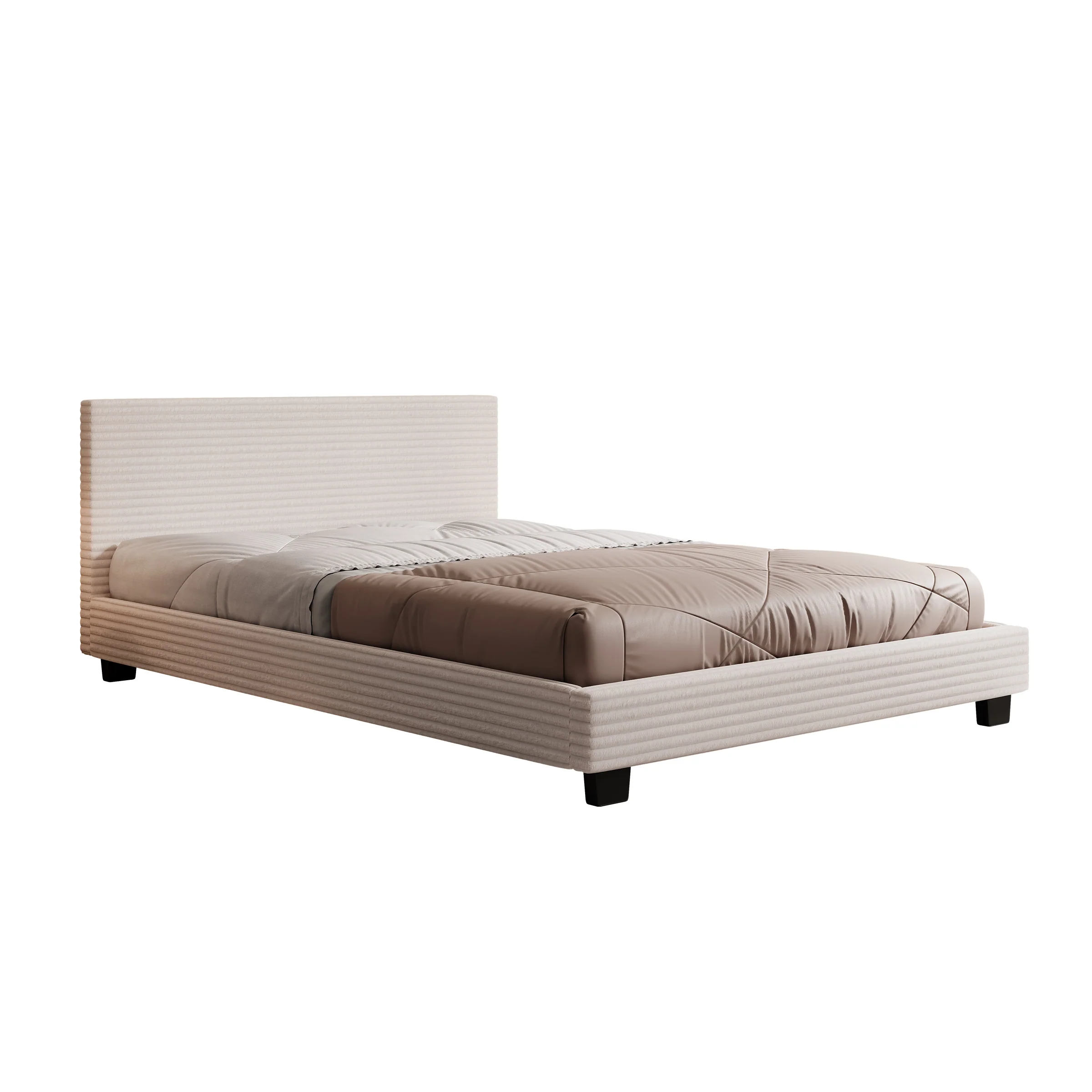George - Tweepersoonsbed - Ribstof beige - 140x200x78 cm - Image 5