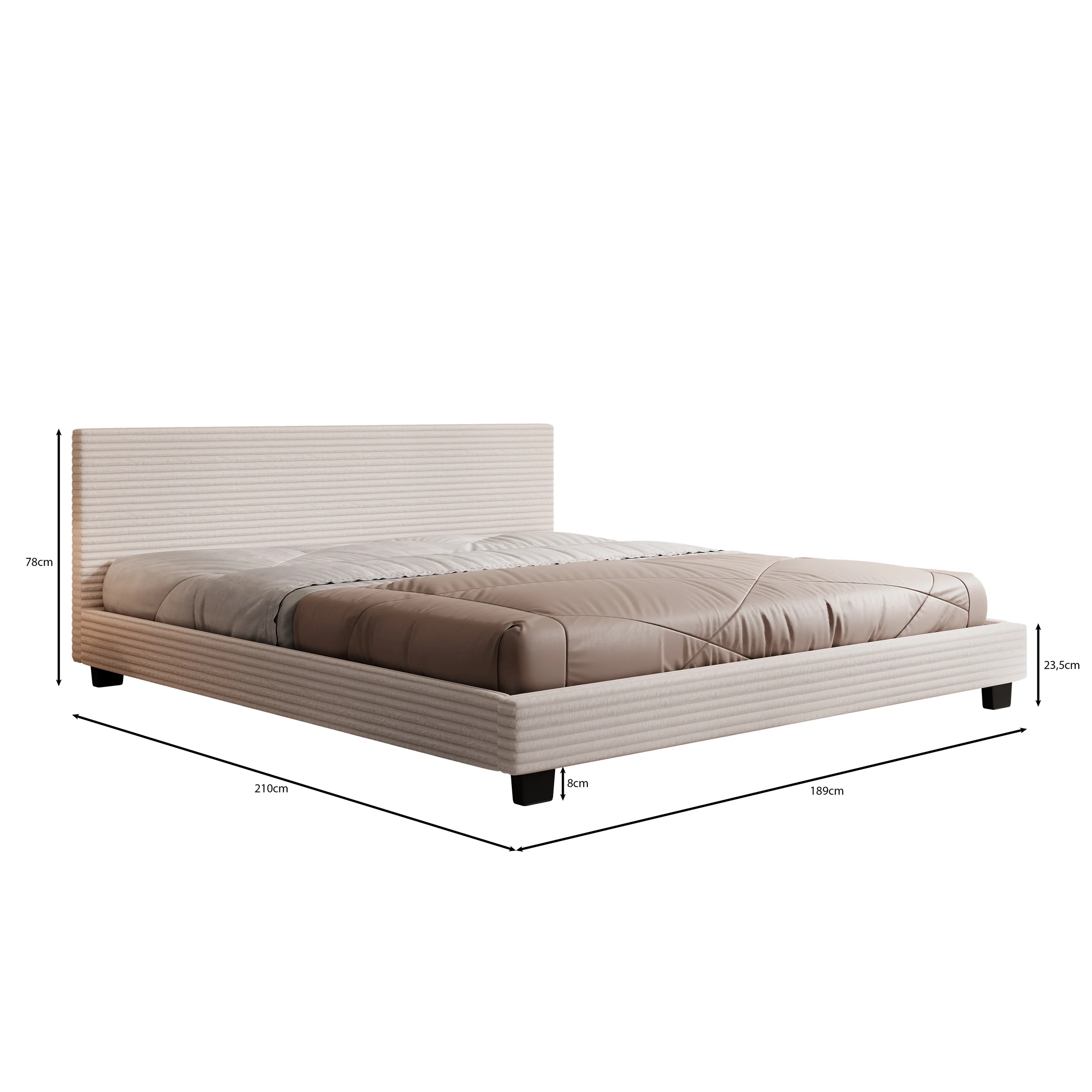 George - Tweepersoonsbed - Ribstof beige - 180x200x78 cm - Image 3