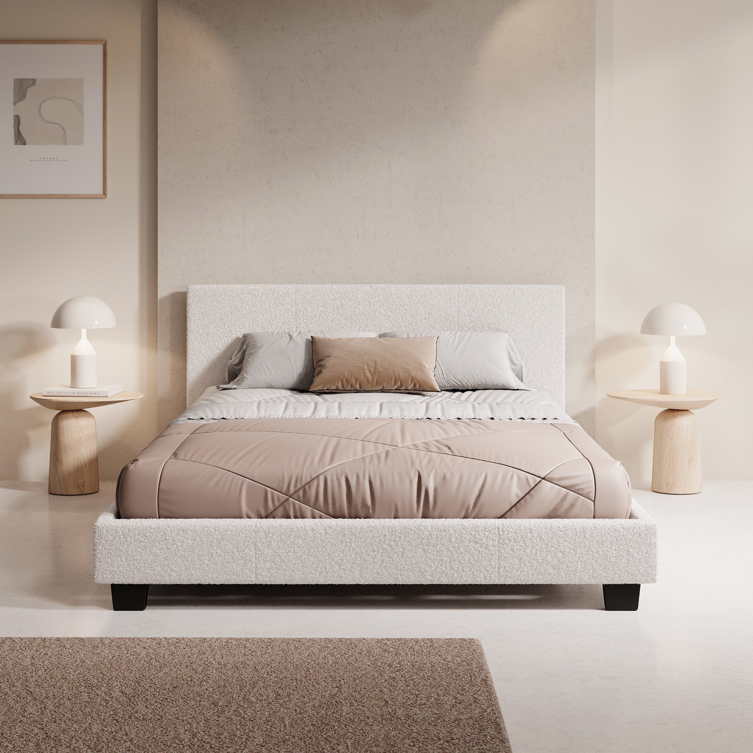 George - Tweepersoonsbed - Teddystof Wit - 140x200x78 cm - Image 2