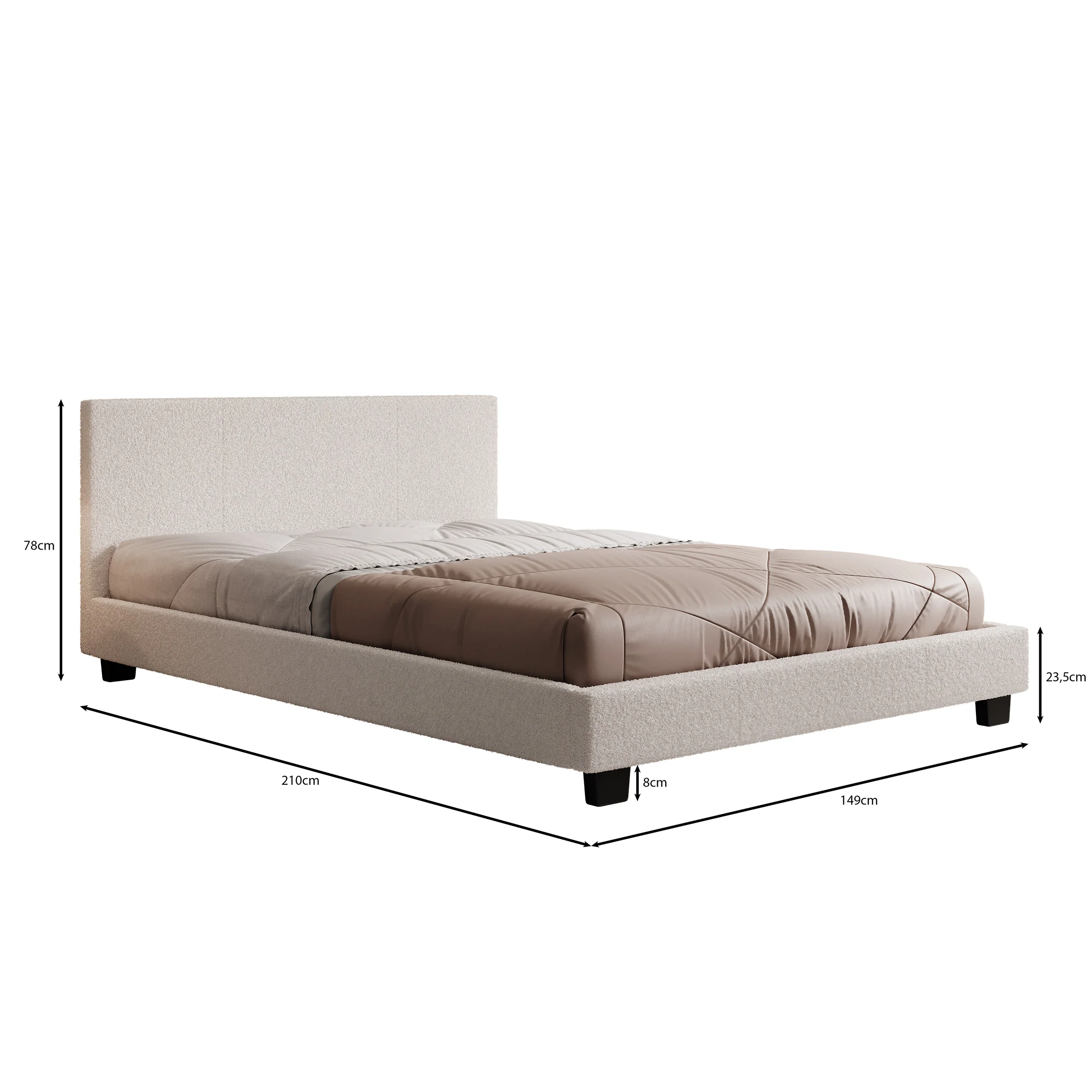 George - Tweepersoonsbed - Teddystof Wit - 140x200x78 cm - Image 3