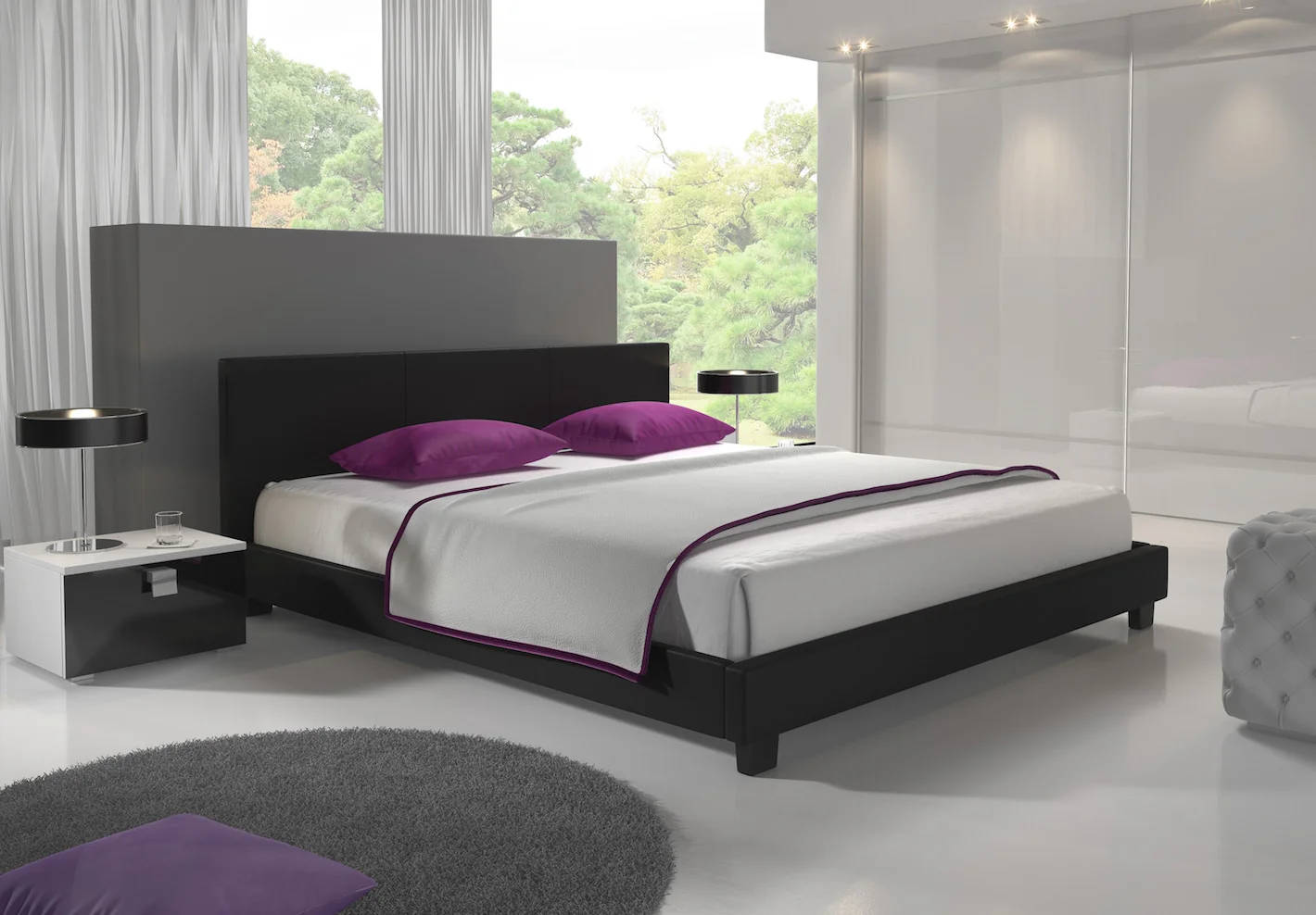 George - Tweepersoonsbed - Kunstleer zwart - 160x200 cm