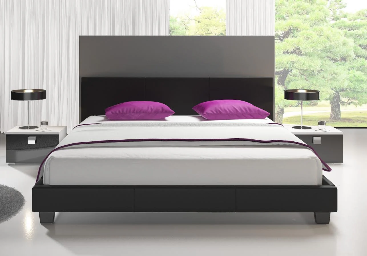 George - Tweepersoonsbed - Kunstleer zwart - 160x200 cm - Image 2