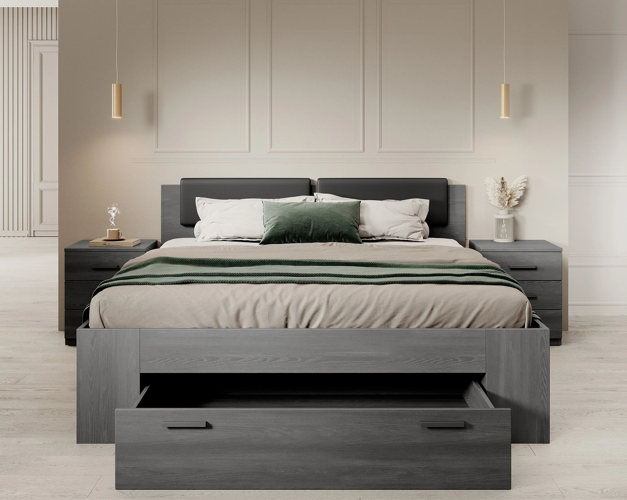 Gina - Tweepersoonsbed met lade - Antraciet - 180x200 cm - Image 3