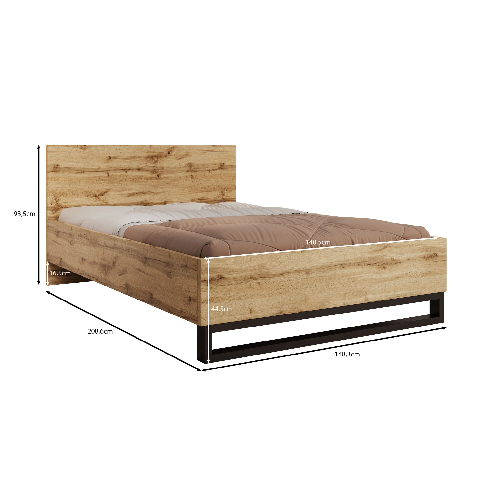 Harlow - Tweepersoonsbed - Eiken - 140x200 cm - Image 3