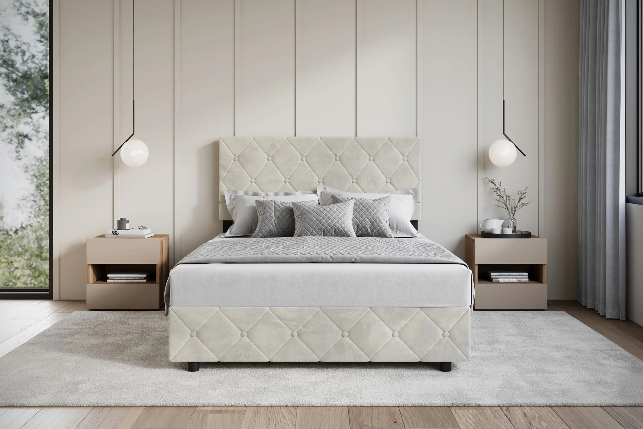 Hernandez - Tweepersoonsbed met opbergruimte - Beige - 140x200 cm - Image 3