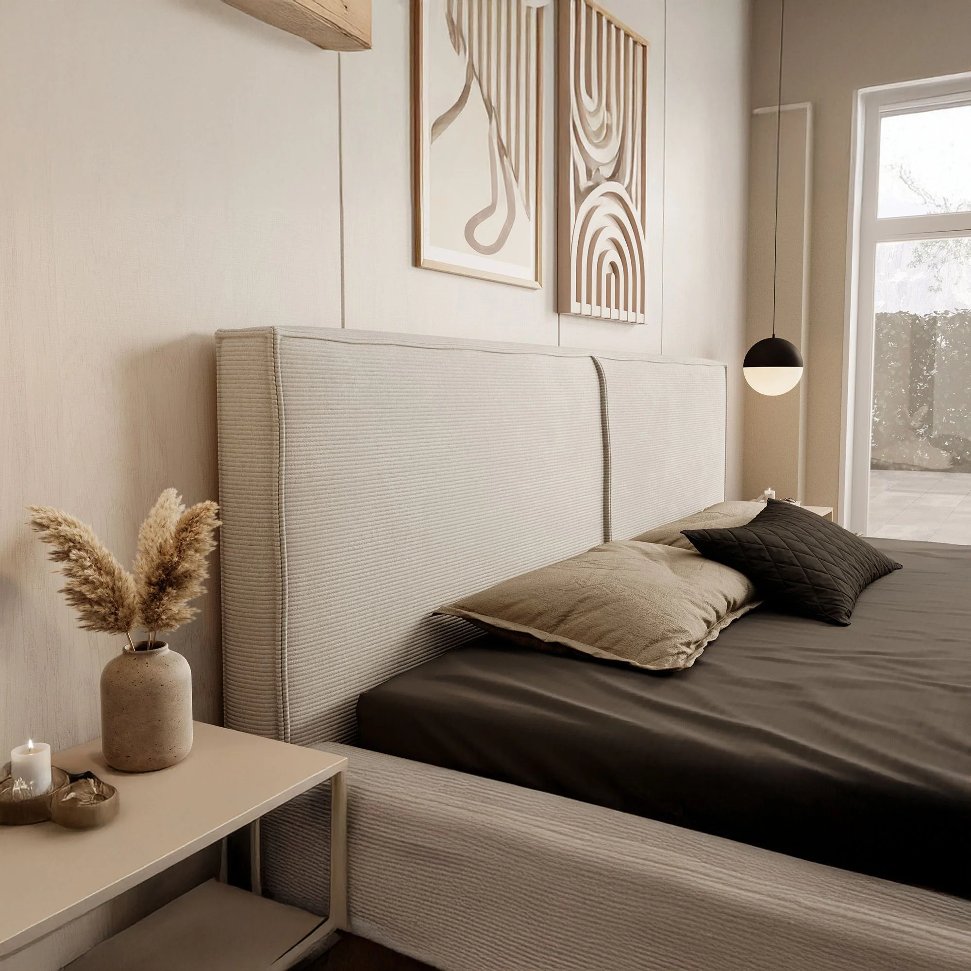 Infinity - Tweepersoonsbed - Ribstof beige - 180x200 cm - Image 3