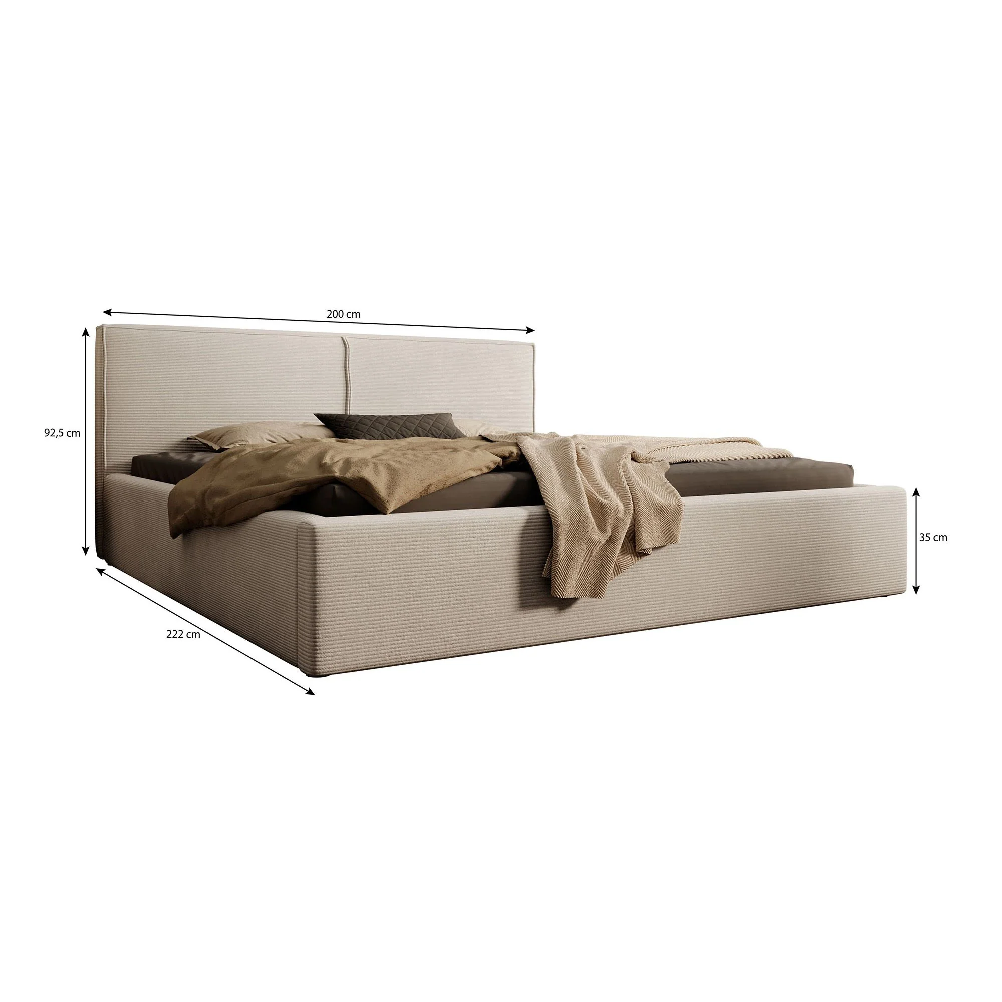 Infinity - Tweepersoonsbed - Ribstof beige - 180x200 cm - Image 5