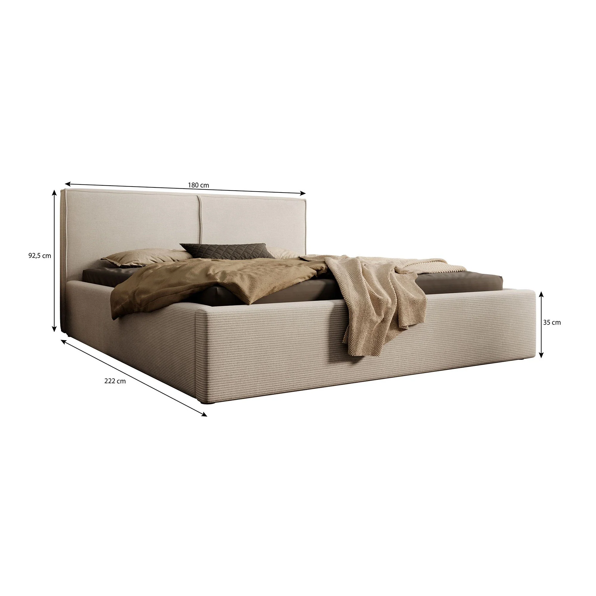 Infinity - Tweepersoonsbed - Ribstof zwart - 160x200 cm - Image 5