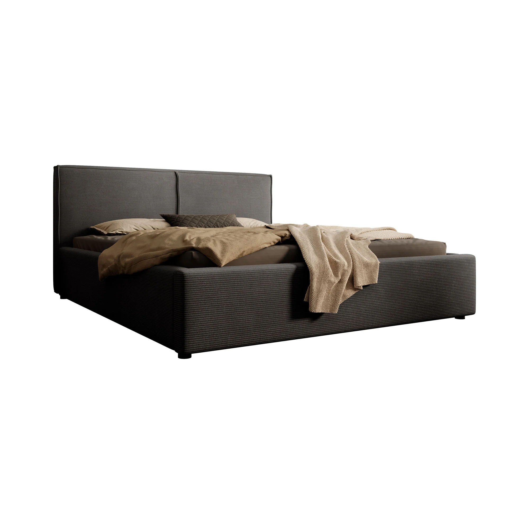 Infinity - Tweepersoonsbed - Ribstof zwart - 160x200 cm - Image 6