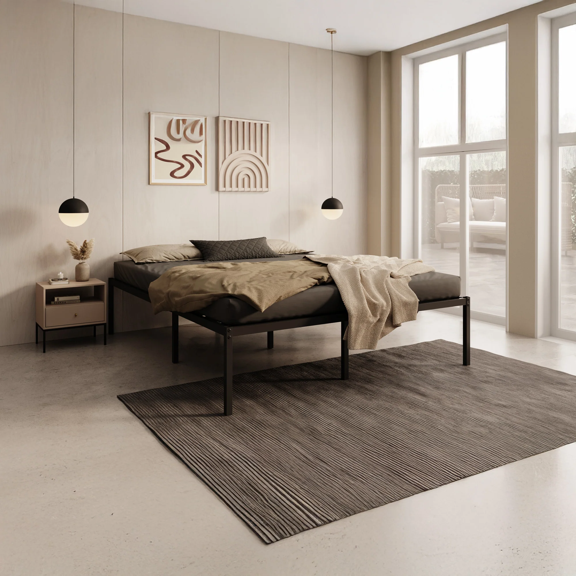Justin - Tweepersoonsbed - Metaal zwart - 160x200 cm
