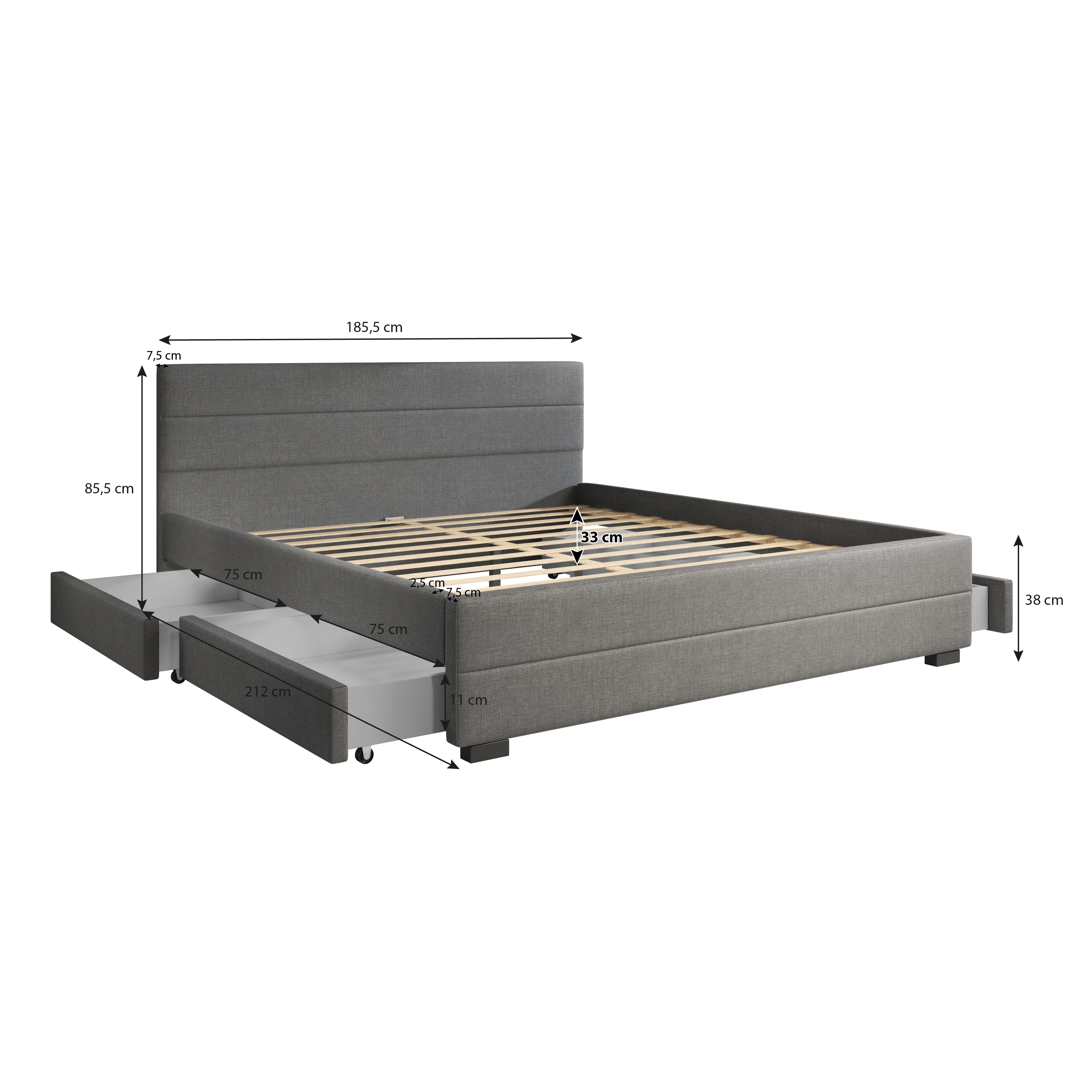 Loox - Tweepersoonsbed - Beige ribstof - 160x200 cm - Image 5