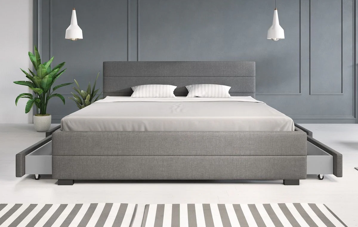Loox - Tweepersoonsbed met 4 lades - Stof grijs - 180x200 cm - Image 3