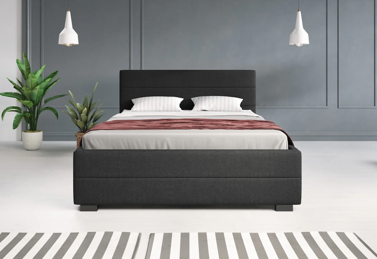 Loox - Tweepersoonsbed met 4 lades - Stof zwart - 140x200 cm - Image 4