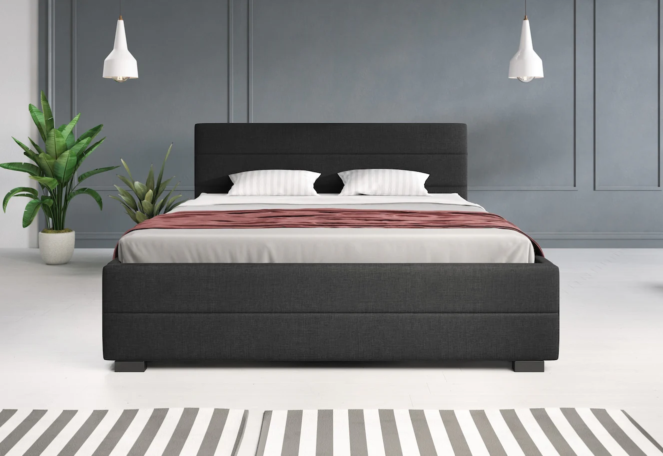 Loox - Tweepersoonsbed met 4 lades - Stof zwart - 160x200 cm - Image 4