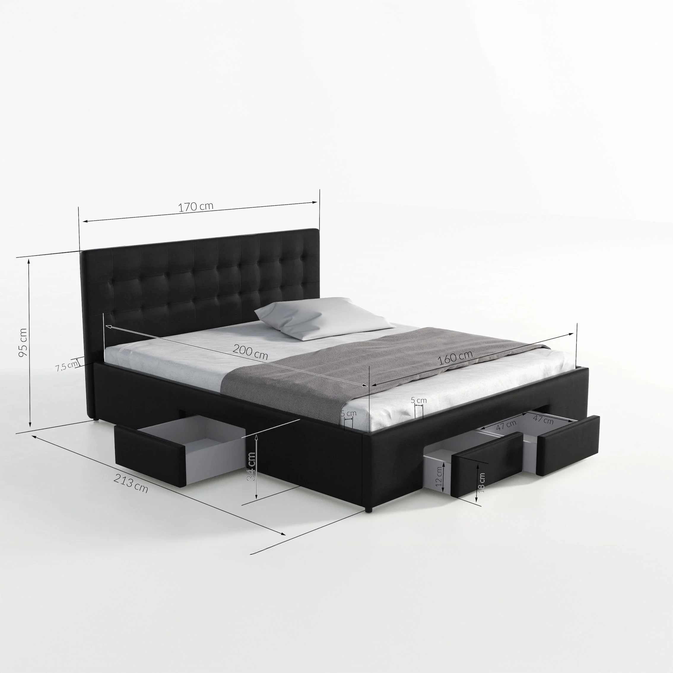 Milo - Tweepersoonsbed met lades - Wit - 160x200 cm - Image 5