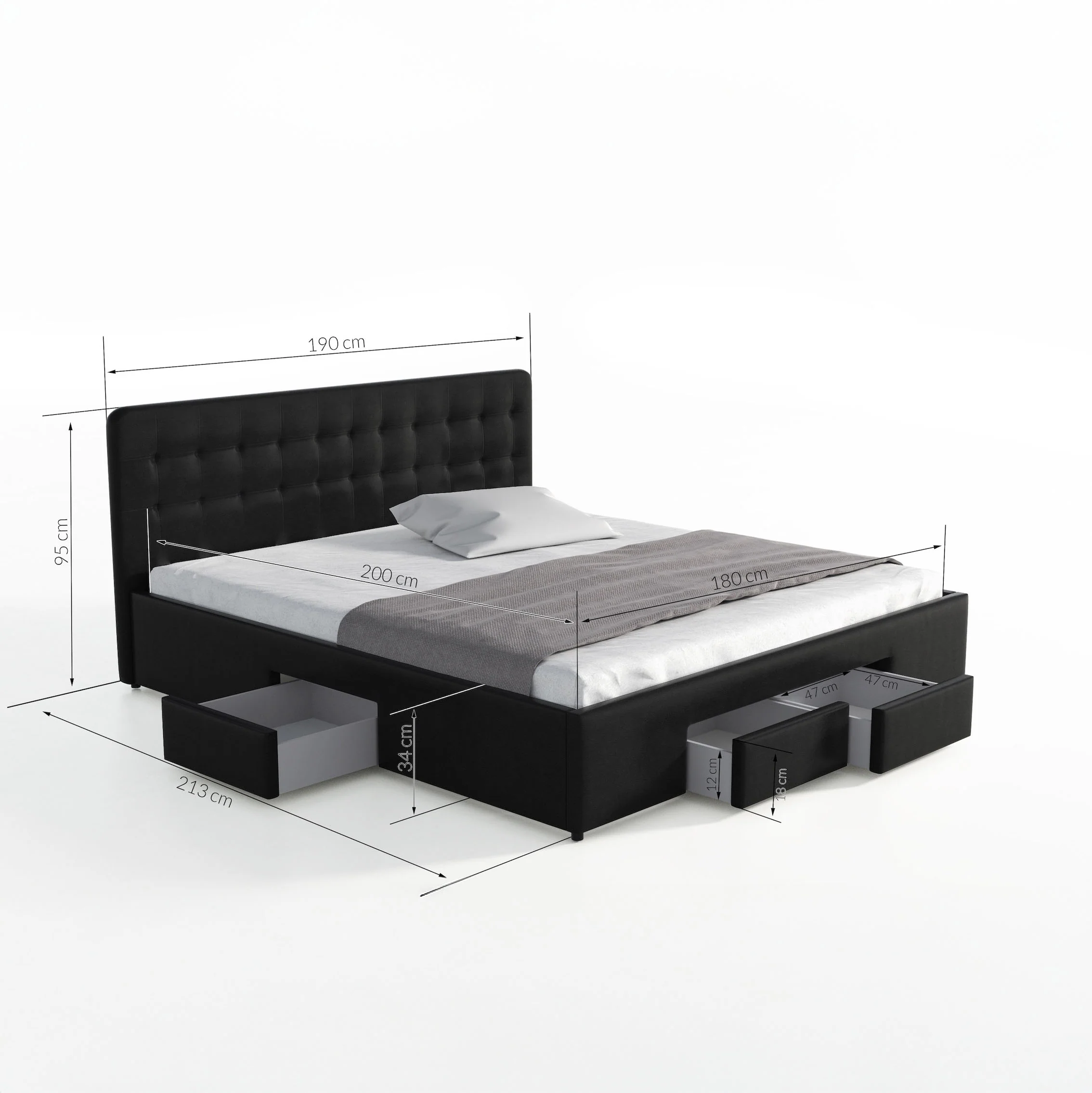 Milo - Tweepersoonsbed met lades - Wit - 180x200 cm - Image 5