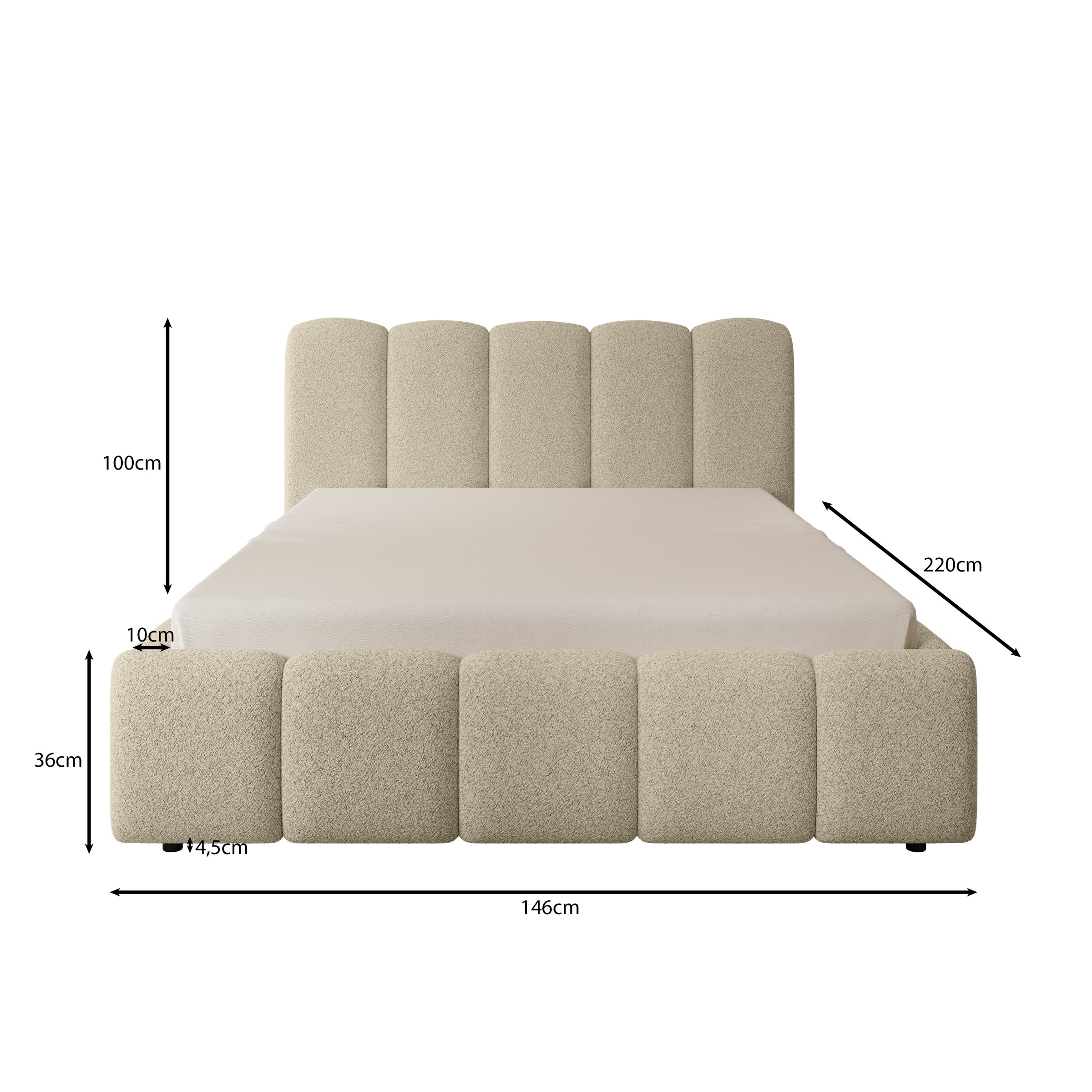 Nolena - Tweepersoonsbed - Beige stof - 140x200 cm - Image 3