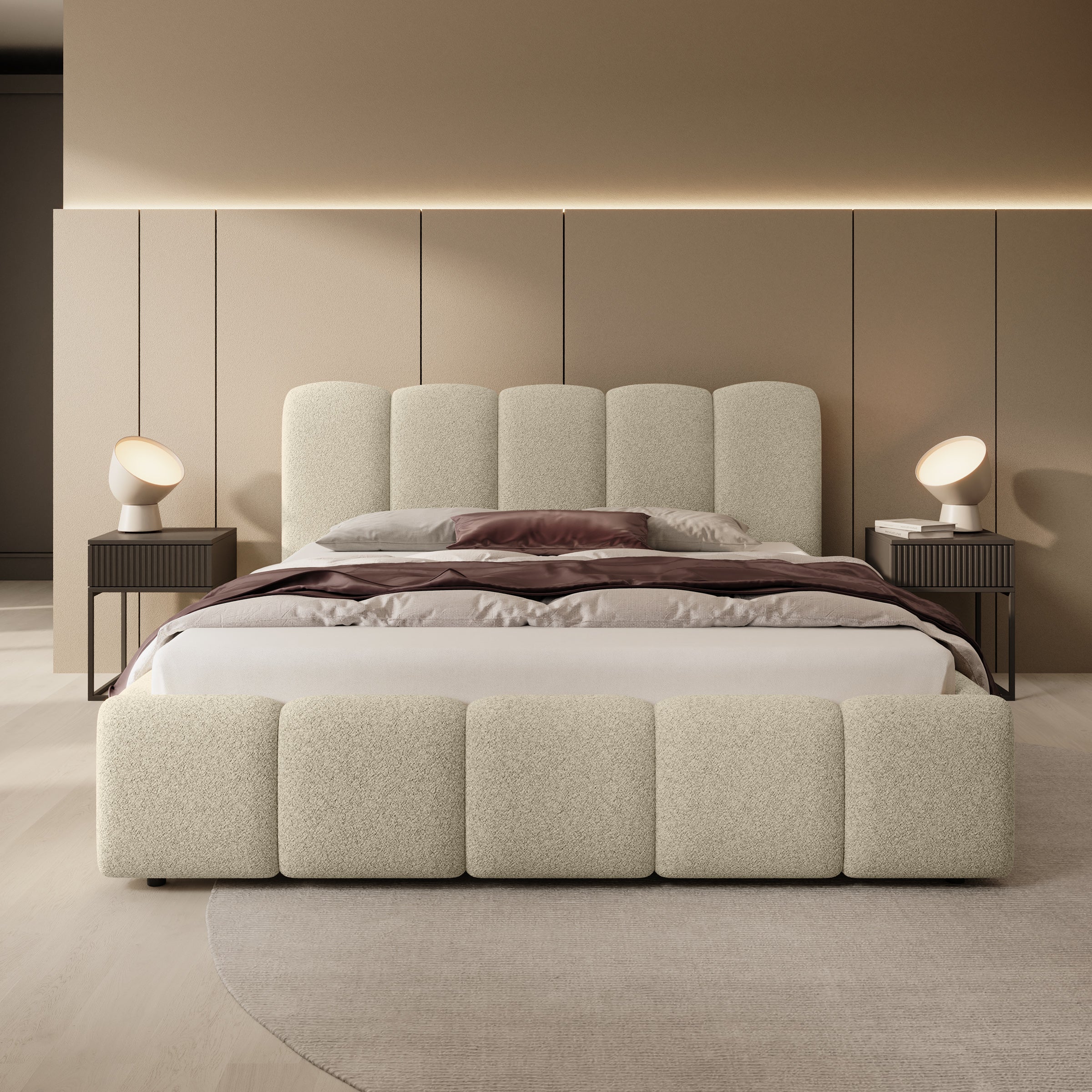 Nolena - Tweepersoonsbed - Beige stof - 160x200 cm - Image 2