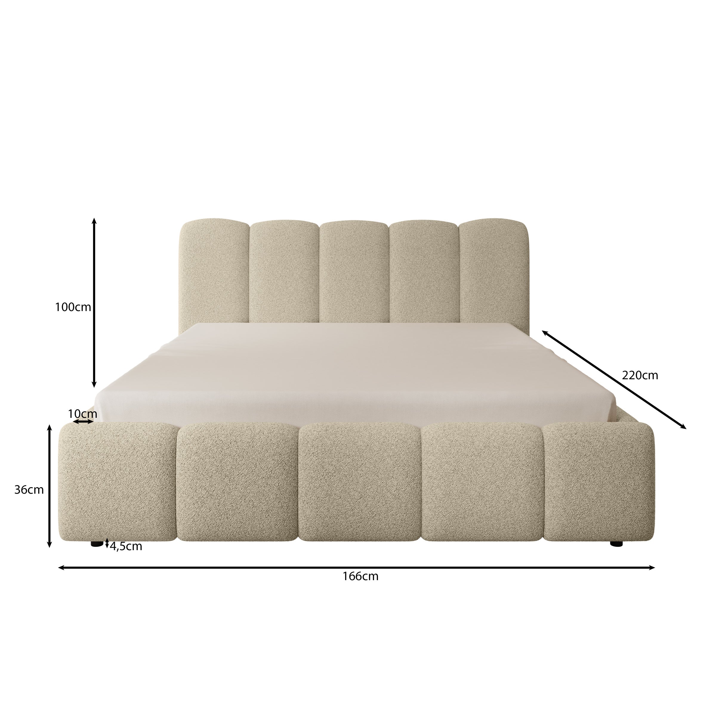 Nolena - Tweepersoonsbed - Beige stof - 160x200 cm - Image 3