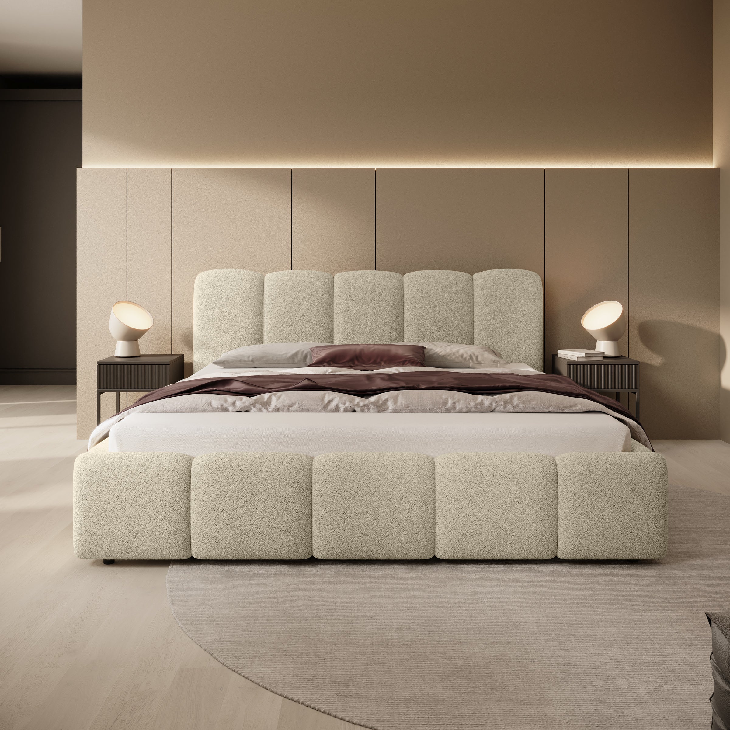 Nolena - Tweepersoonsbed - Beige stof - 180x200 cm - Image 2