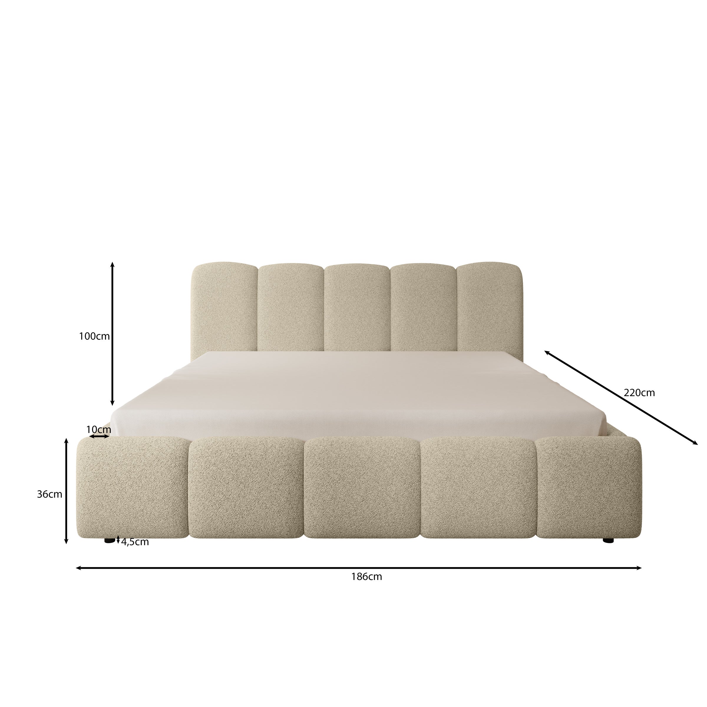 Nolena - Tweepersoonsbed - Beige stof - 180x200 cm - Image 3