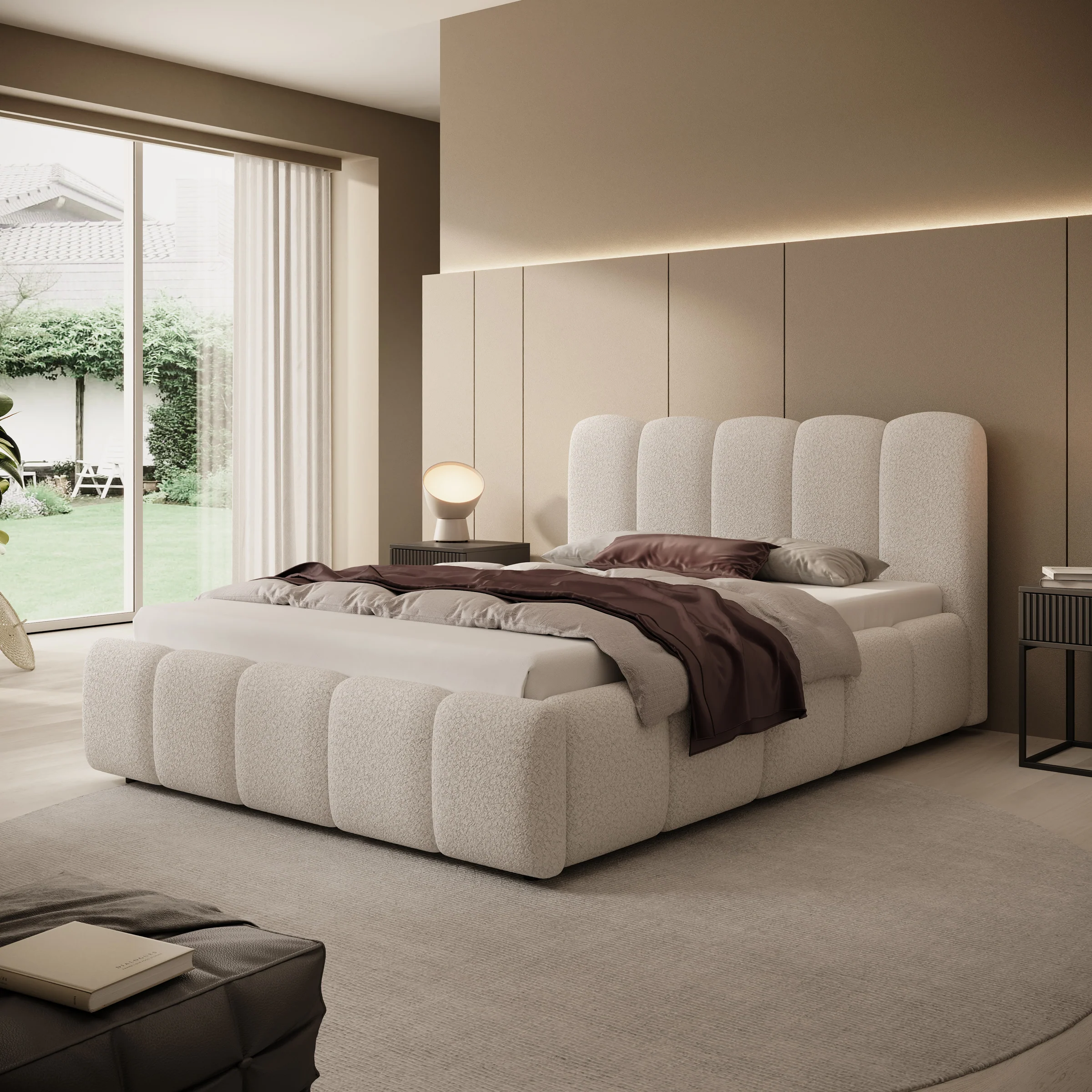 Nolena - Tweepersoonsbed - Beige teddystof - 140x200 cm