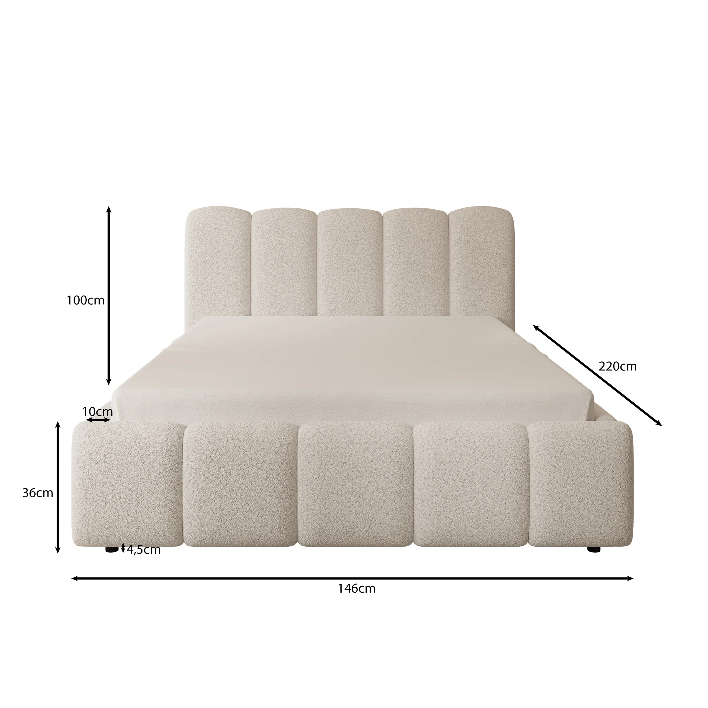 Nolena - Tweepersoonsbed - Beige teddystof - 140x200 cm - Image 3