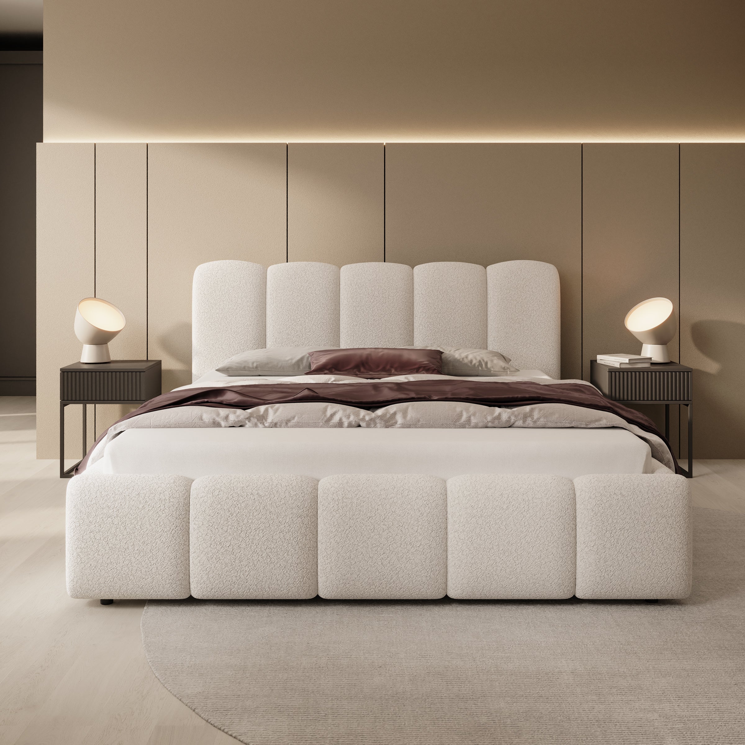 Nolena - Tweepersoonsbed - Beige teddystof - 160x200 cm - Image 2