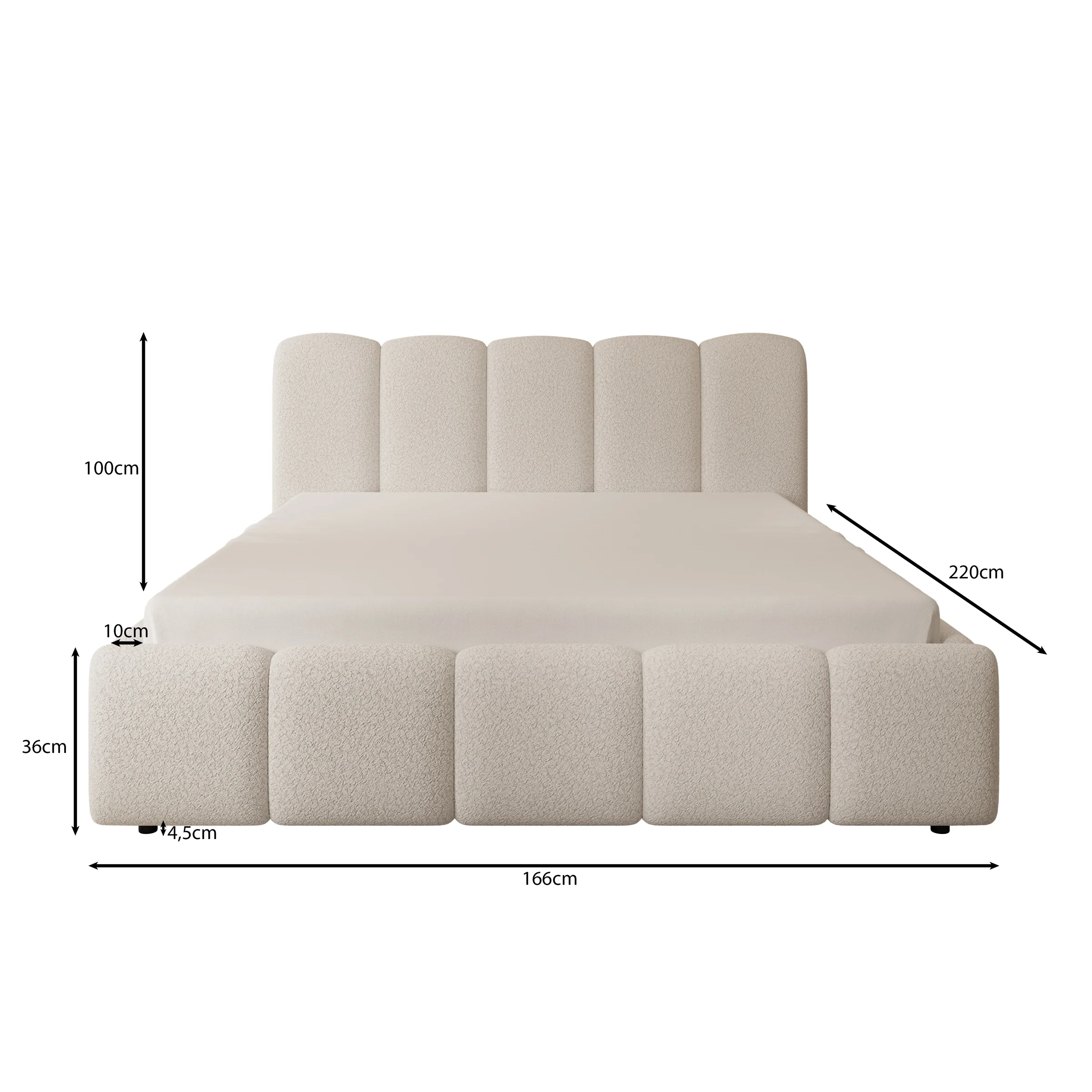 Nolena - Tweepersoonsbed - Beige teddystof - 160x200 cm - Image 3