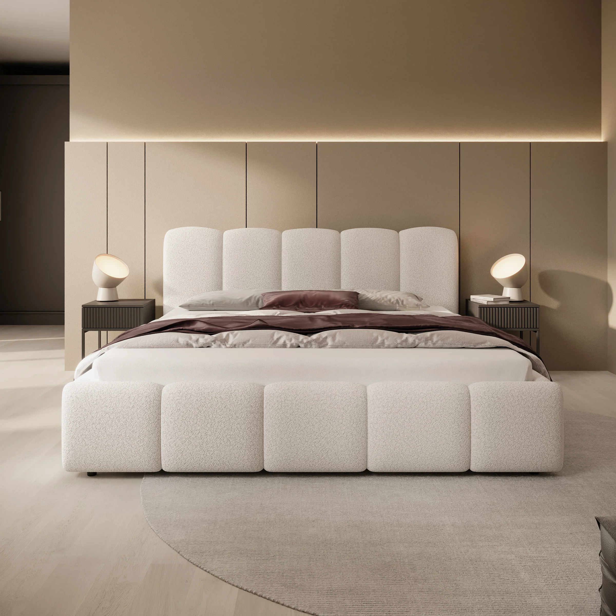 Nolena - Tweepersoonsbed - Beige teddystof - 180x200 cm - Image 2