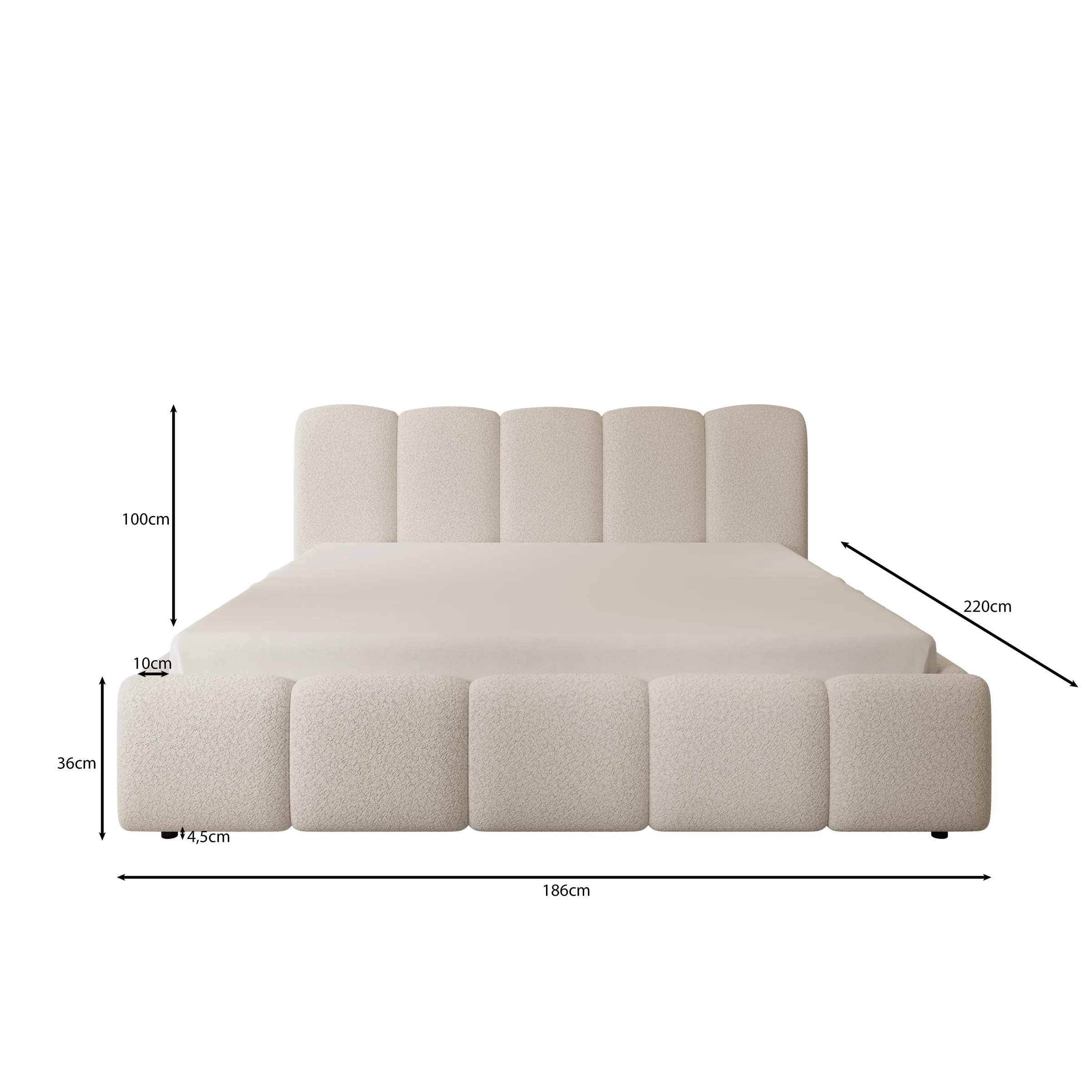 Nolena - Tweepersoonsbed - Beige teddystof - 180x200 cm - Image 3