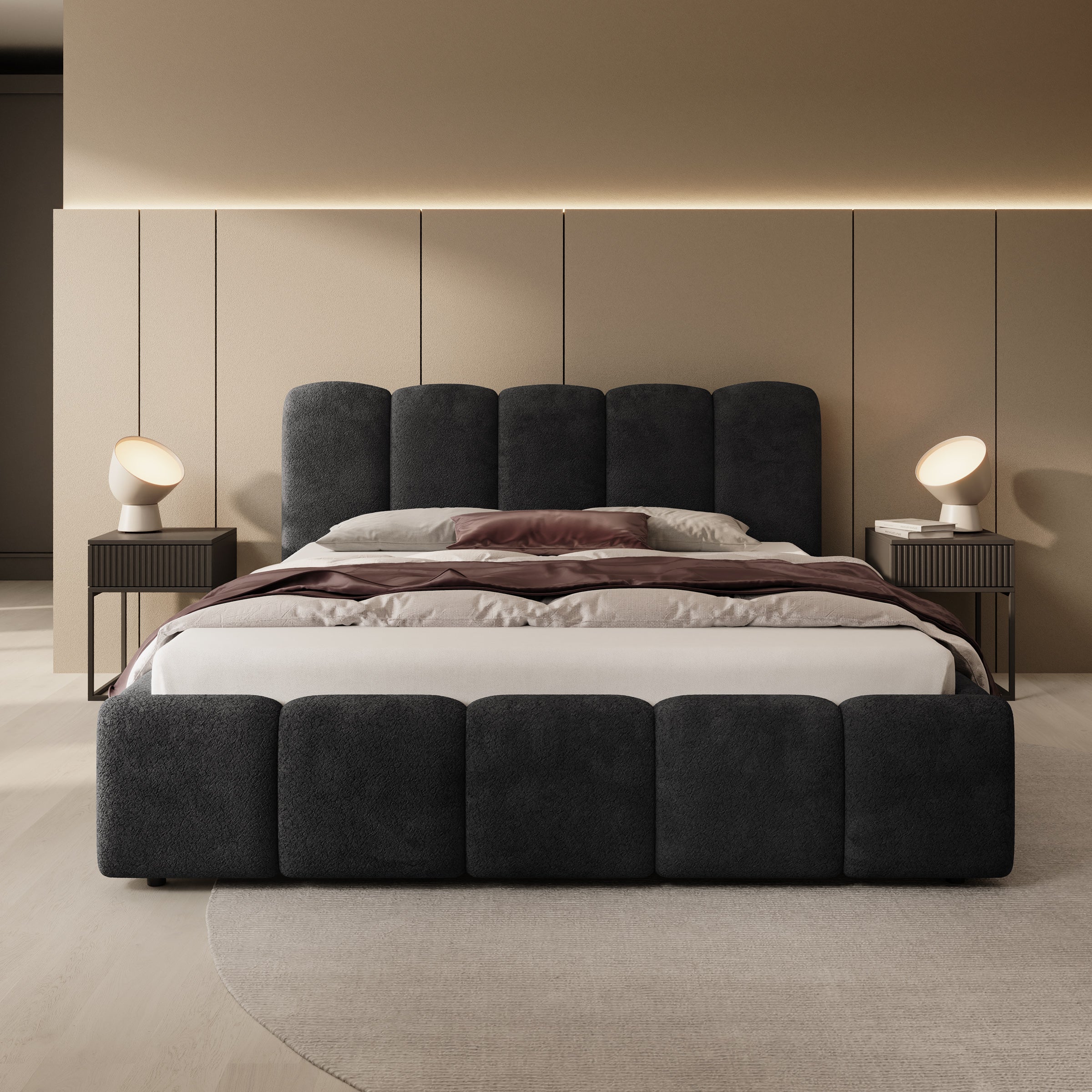 Nolena - Tweepersoonsbed - Zwart velvet - 160x200 cm - Image 2