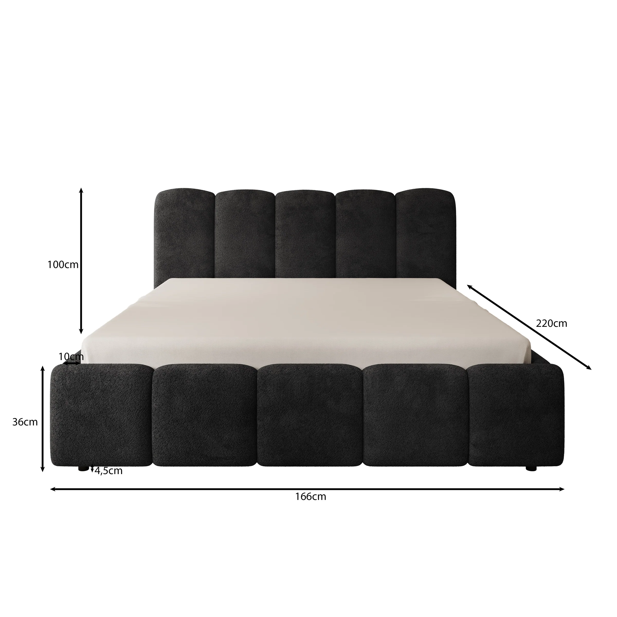Nolena - Tweepersoonsbed - Zwart velvet - 160x200 cm - Image 3
