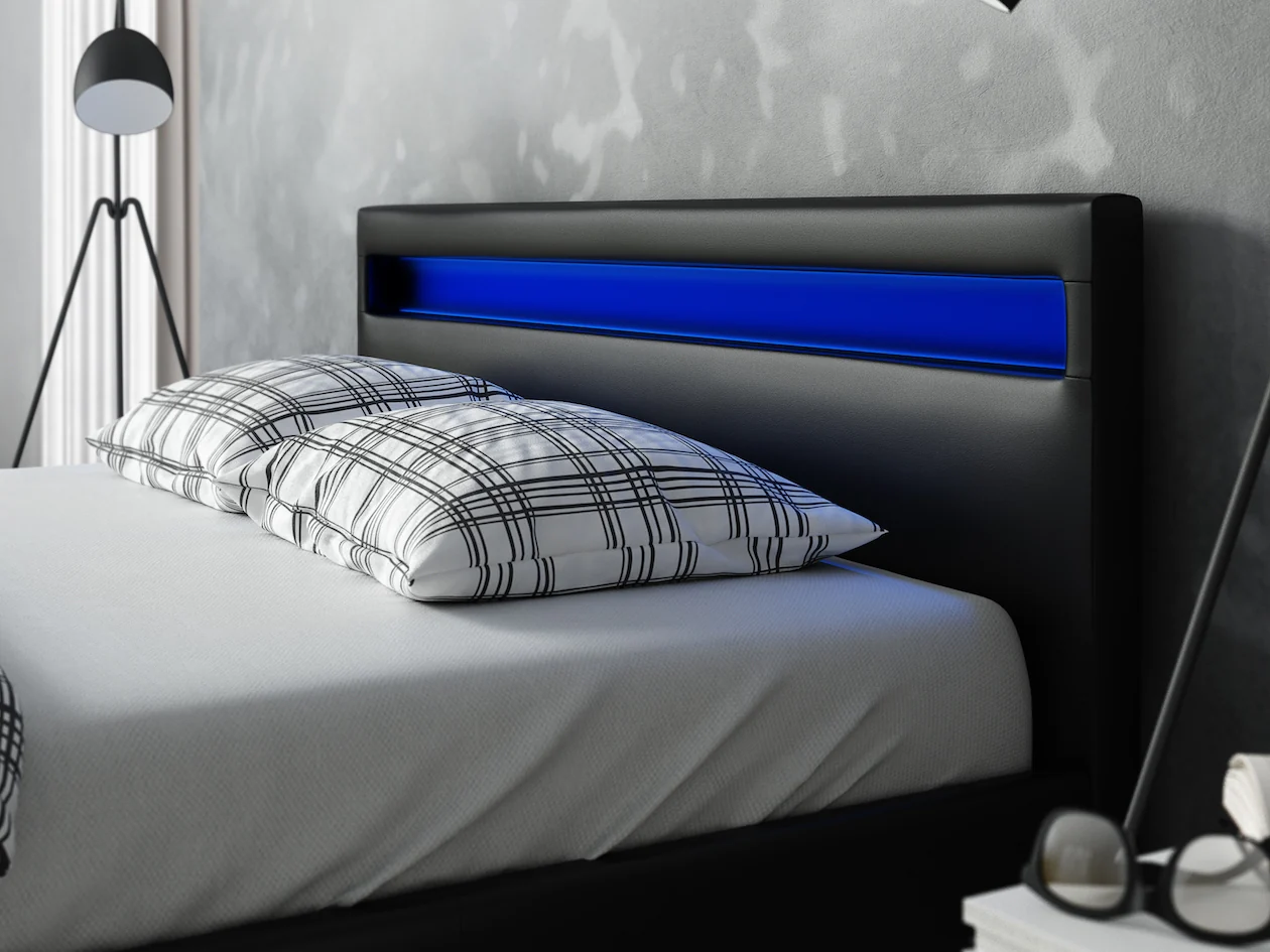 Paris - Tweepersoonsbed met verlichting - Zwart - 180x200 cm - Image 3